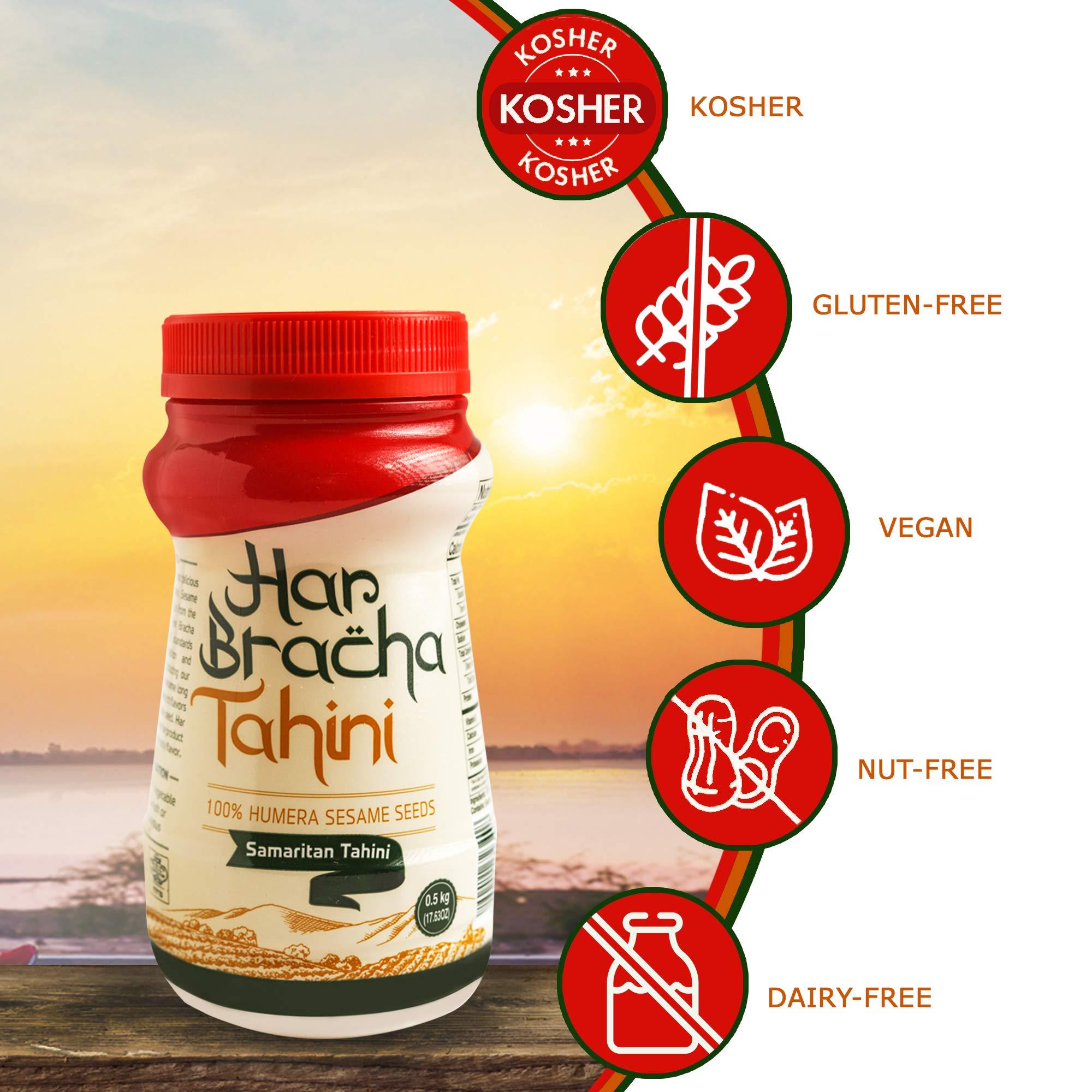 Har Bracha Har Bracha Tahini Paste (17.6 oz). 100% Natural, Vegan Friendly & Kosher Pure Ground Tahina Sauce. Raw Roasted Sesame Seeds for Oriental Dips, Salad Dressings & Hummus