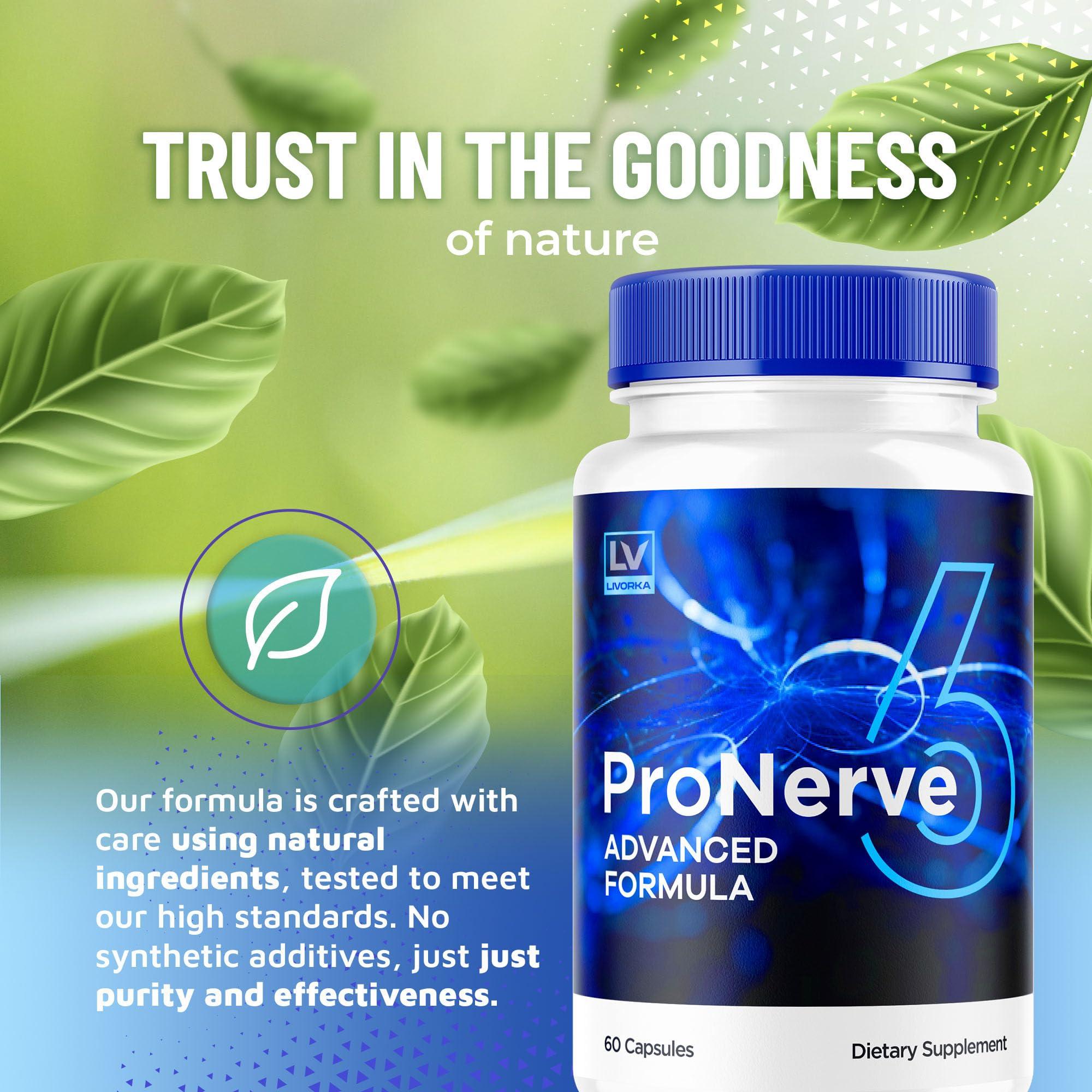 LIVORKA Pronerve 6, Pronerve6 Capsules, Pronerve 6 Reviews, Pronerve 6 Nerve Health Support, Pro Nerve 6 Pills, Pro Nerve6, Pronerve 6 Advanced Formula Capsules, 60 Capsules for 1 Month