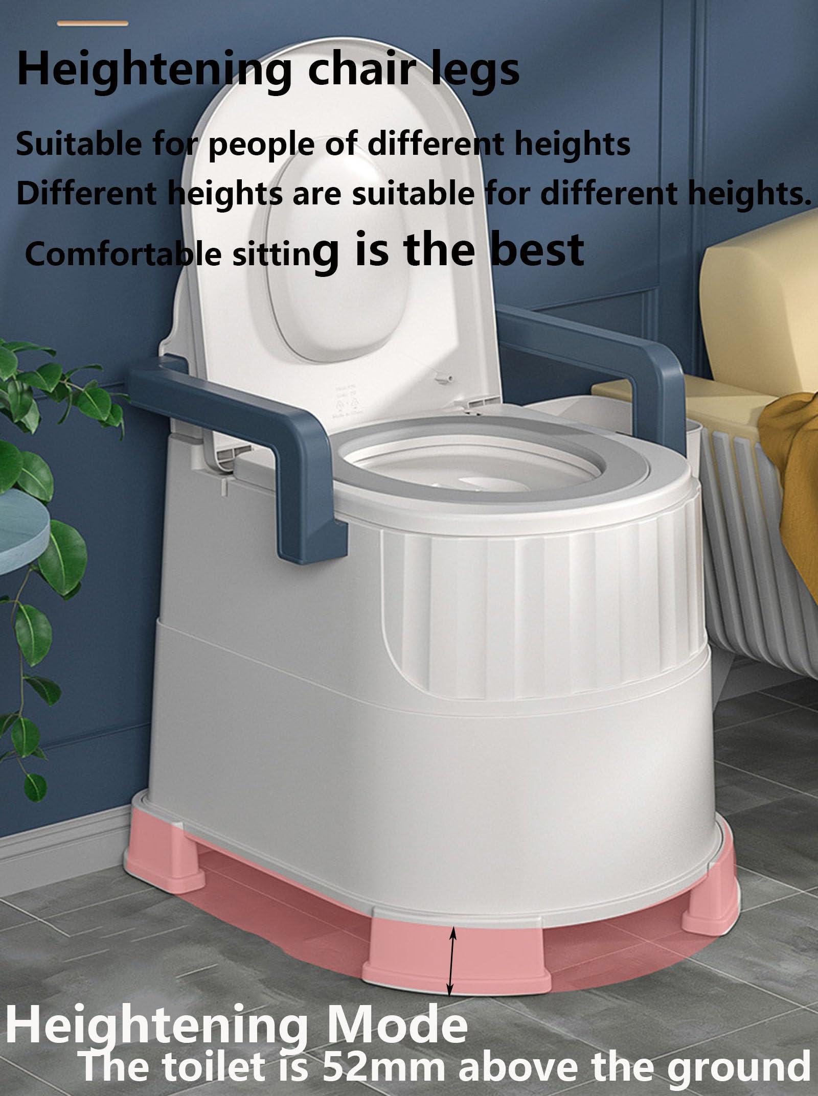 lwjunmm Bedside Commode Upgraded Portable Toilet for Adults with Armrests Height Adjustable Indoor Outdoor Commode for Elderly, Disabled, Adult, Kids, Rv, Boat(Blue liftable) ,HeightenedModel-blue-Room+toilet