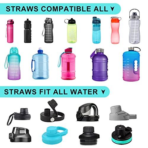 Marbe 8-pack Replacement Straws for 1/Half Gallon Water Bottle (64 oz/ 128 oz Jug),Reusable Silicone Straw Cut Short to Fit any Big Jug Bottle with Spout Lid/Cap (8 Straws+4 Cleaner Brushes)