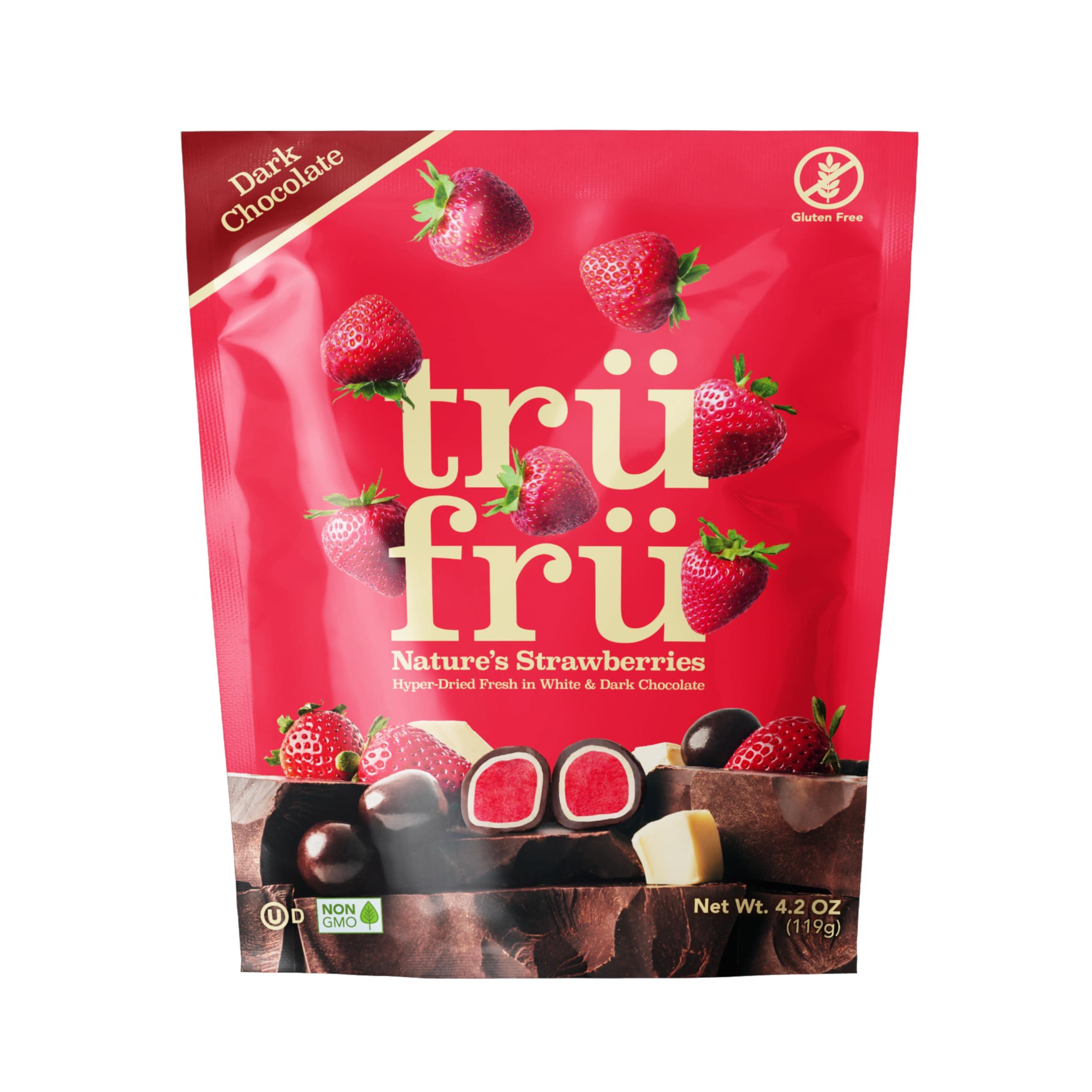 Tru Fru Tru Fru Nature\'s Strawberries Hyper-Dried Fresh in Dark Chocolate, 4.2 Ounce Bag