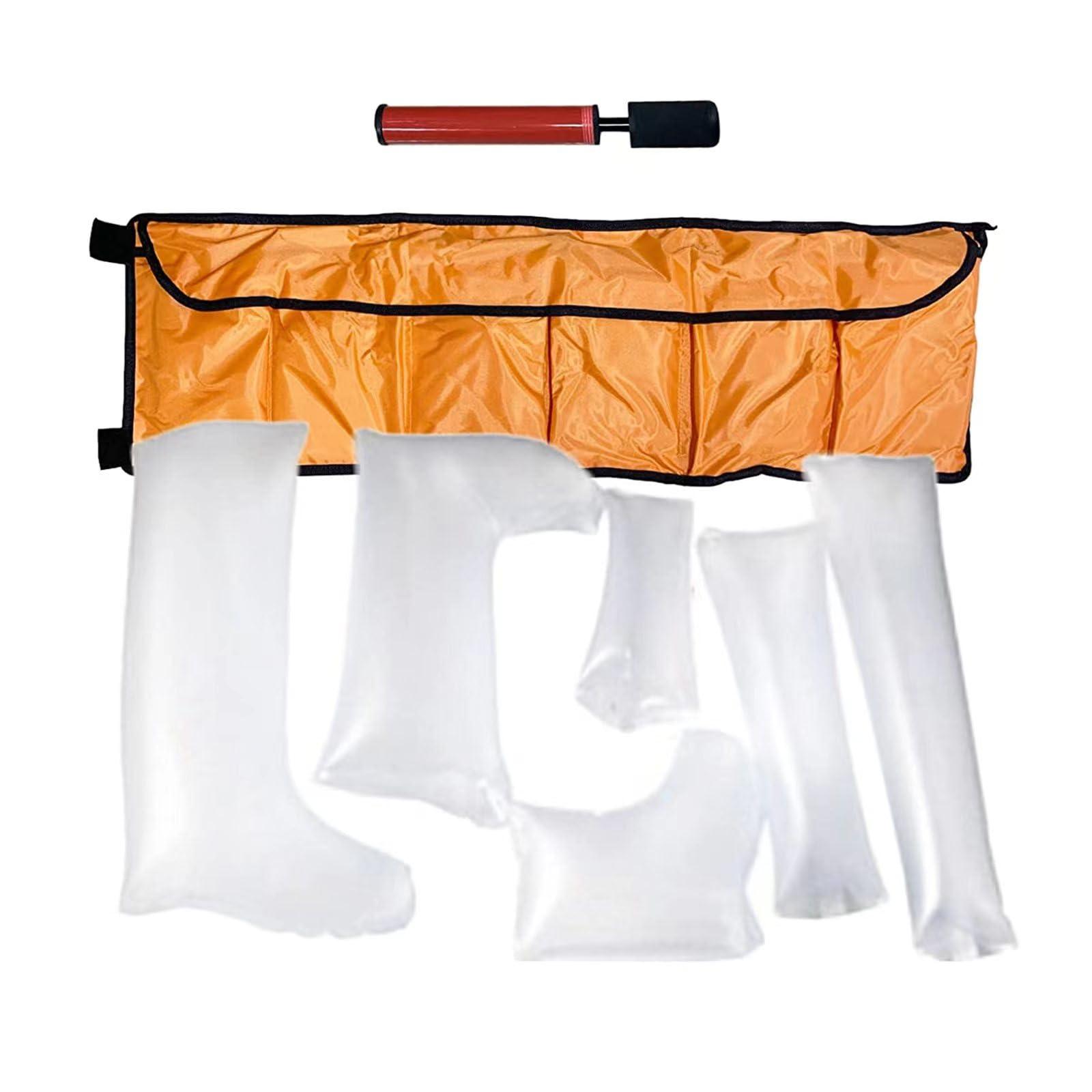 JOSBY First Aid Air Splint Set(6 Parts), PVC Inflatable Multiple Combinations Emergency Vacuum Bone Fracture Immobilization Splint with Pump, for Home Outdoor Emergency Use, X-ray transparent air splint