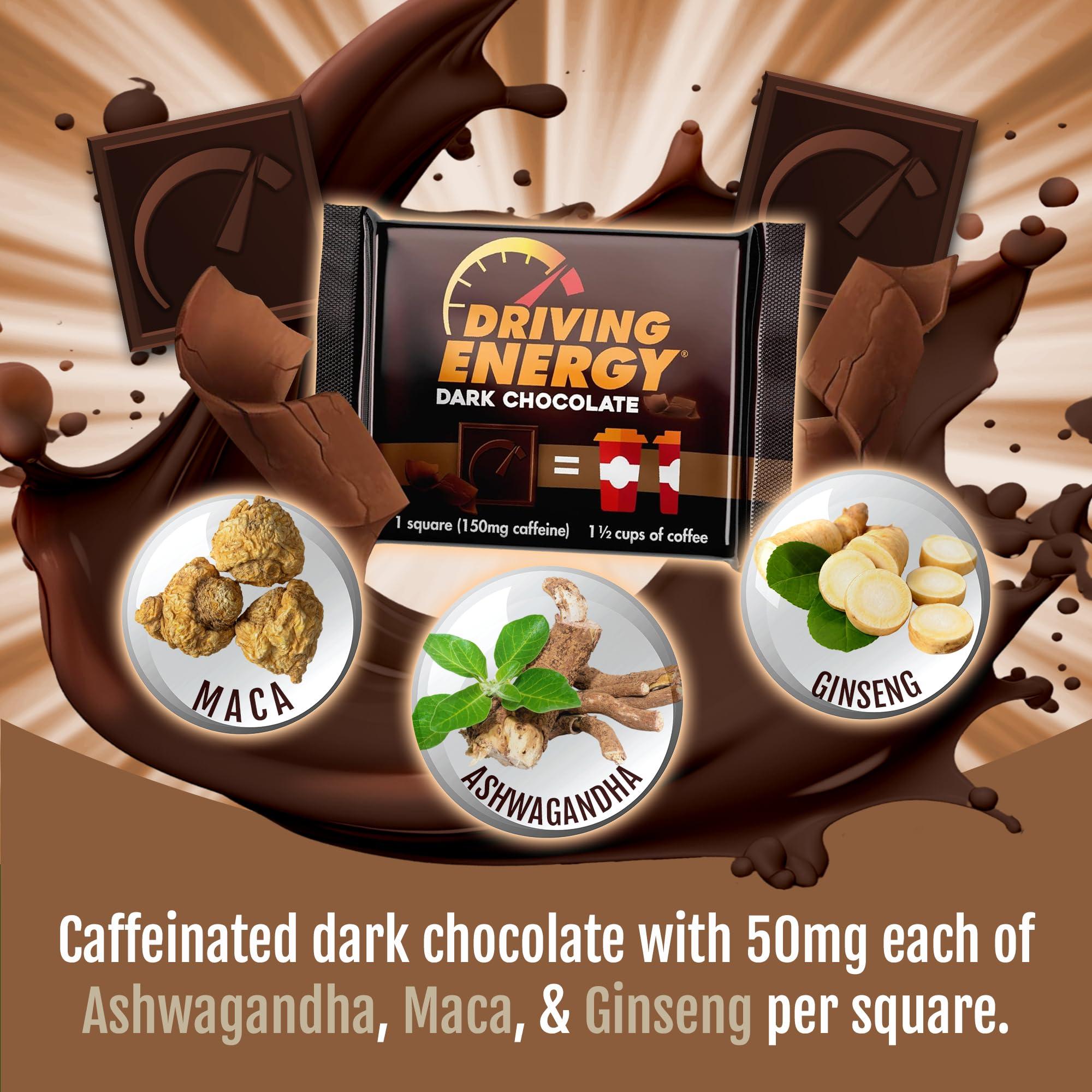 ZenEvo Driving Energy - Caffeinated Energy Bite Size - Dark Chocolate Energy Fuel with 150mg Caffeine - Long-Lasting Energy for Gym, Workout, Adults - Great Taste - Low Carb - Healthy Snack - 30 Count