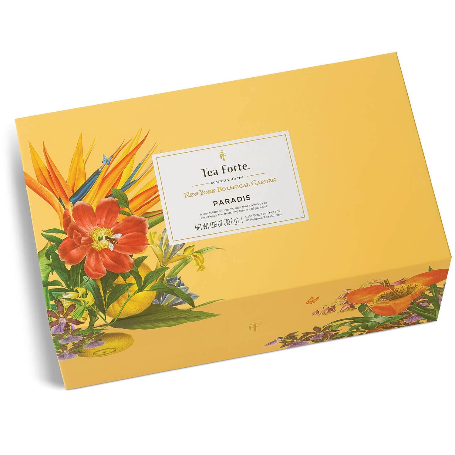 Tea Forte Tea Forte Paradis Gift Set with Cafe Cup, Tea Tray and 10 Handcrafted Pyramid Tea Infuser Bags