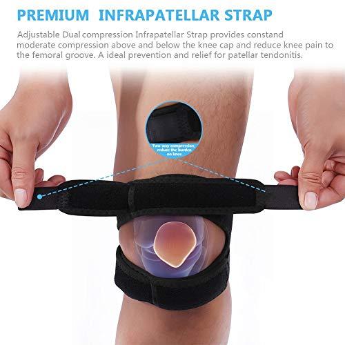 Yosoo Yosoo Patella Tendon Support Knee Strap, Adjustable Neoprene Infrapatellar Strap Band Brace for Knee Support Fits Running Basketball Outdoor Sports (L 15''-22'' Under Patella)
