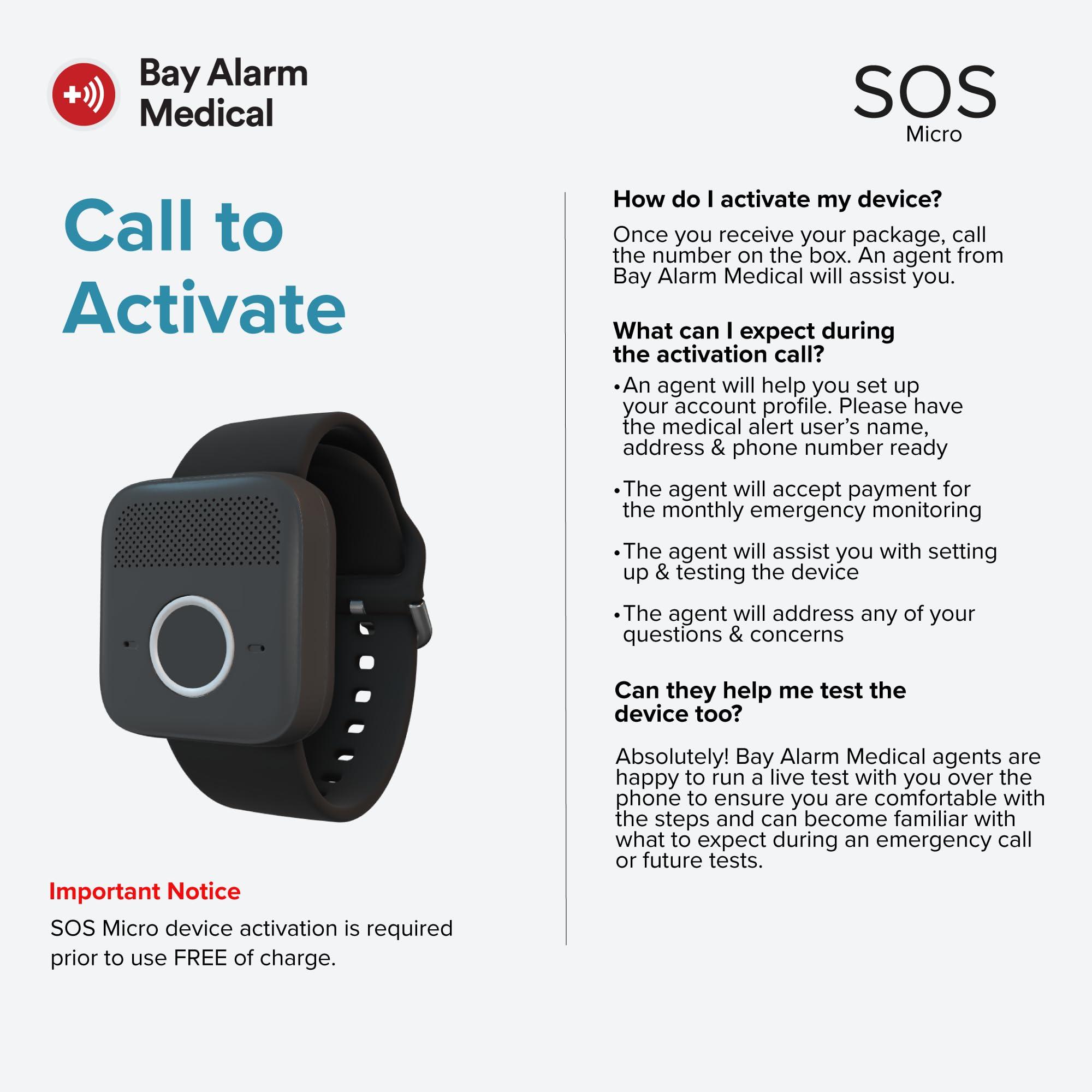 Bay Alarm Medical Bay Alarm Medical SOS Micro - 24/7 Medical Alert with Optional Fall Detection for Seniors - Call to Activate - Location Tracking - Medical Alert System with Elderly Tracking - Panic Button for Seniors