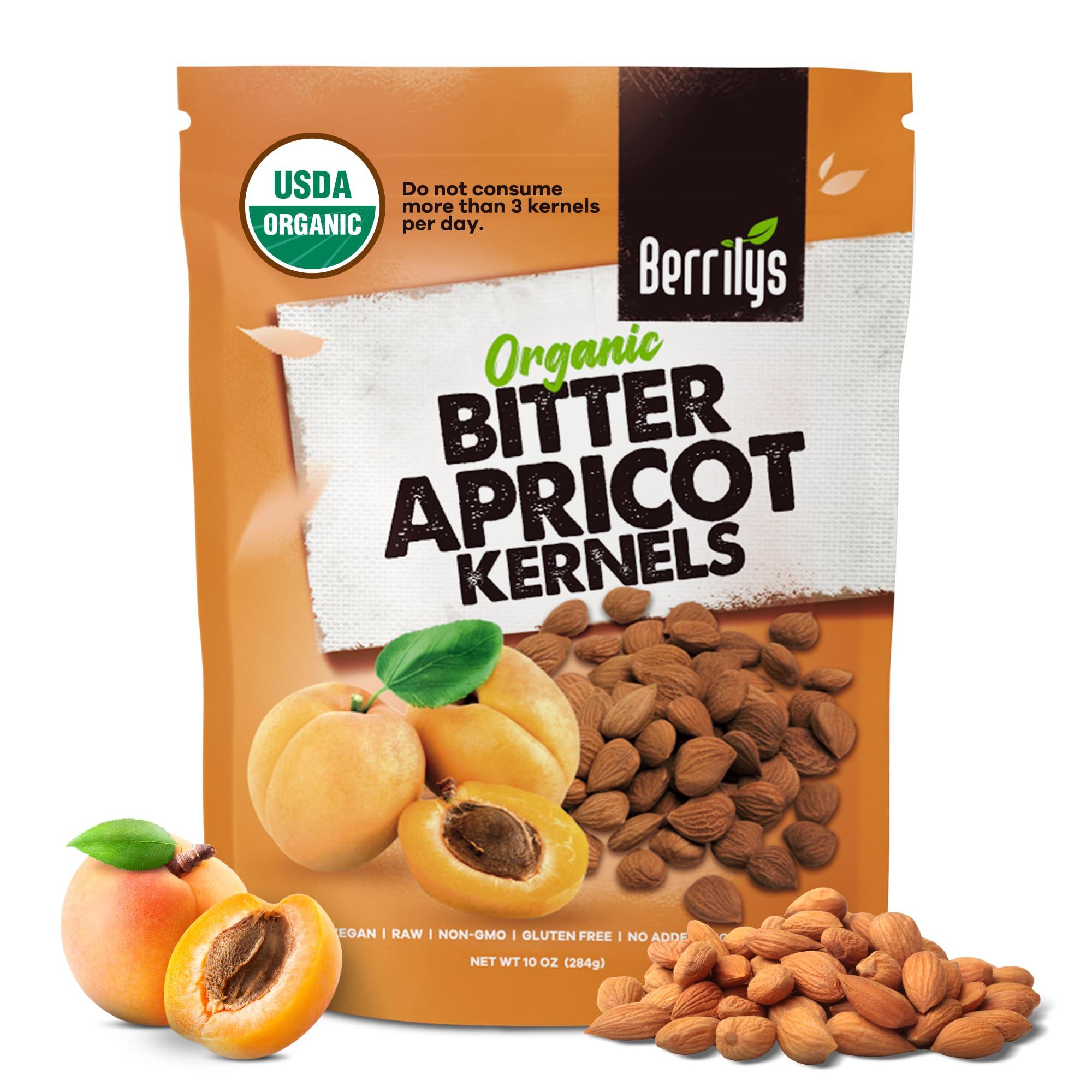 Berrilys Bitter Apricot Kernels, USDA Organic, Natural Bitter Apricot Seeds, 10 oz, Vegan, Non-GMO, Gluten Free