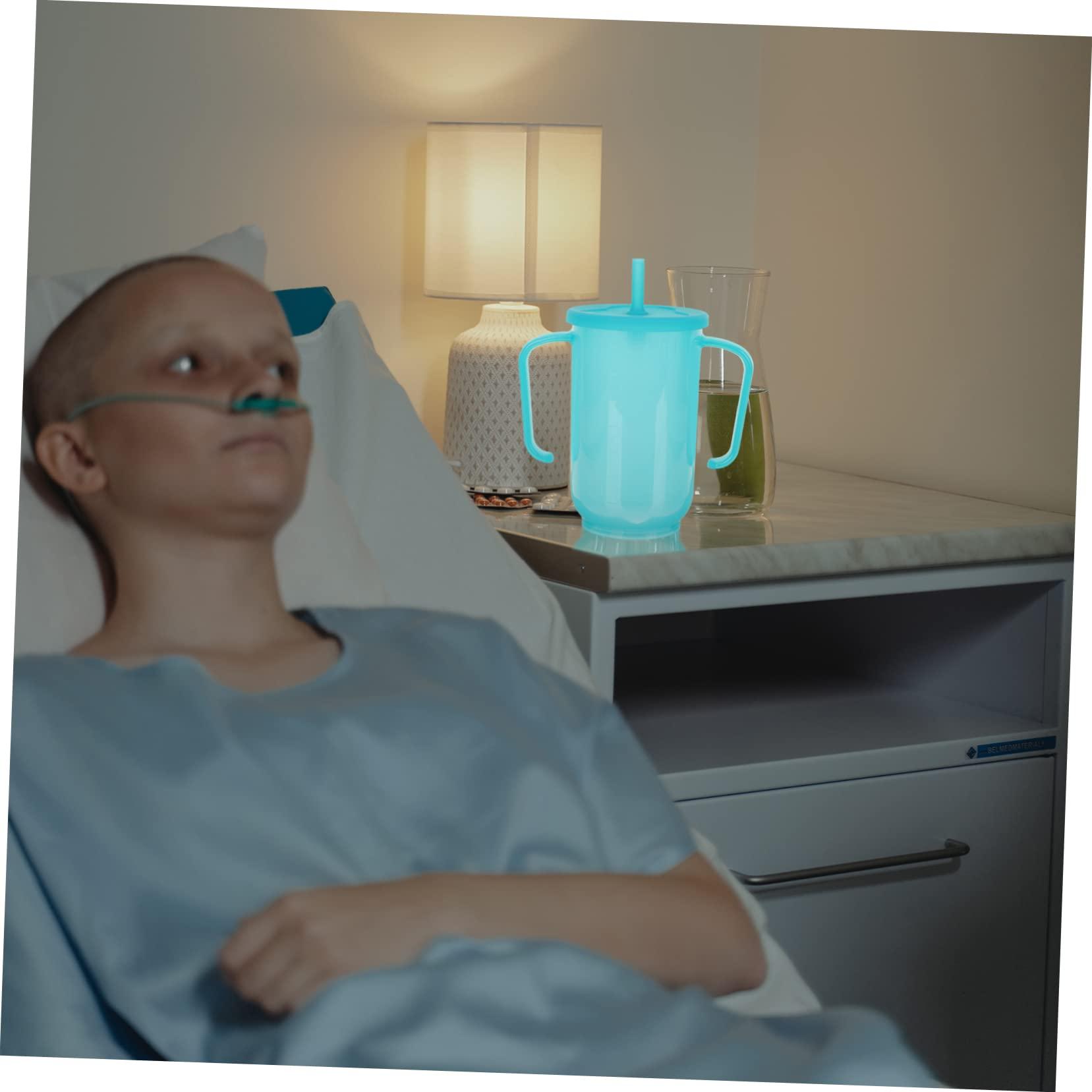 Healeved Healeved Anti- Water Cup Double Handle Mug Convalescent Feeding Cup No Spill Cups for Elderly Cups with Lids and Straws Elderly Cup Bedridden Tumbler Double Handle Cups Blue Plastic