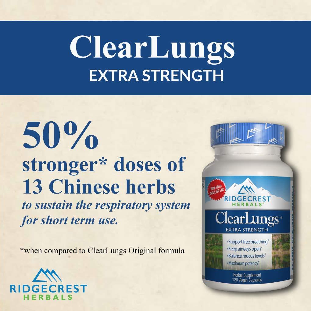 RidgeCrest Herbals RidgeCrest Clearlungs Extra Strength, Homeo/Herbal Decongestant , 120 Veg Capsules