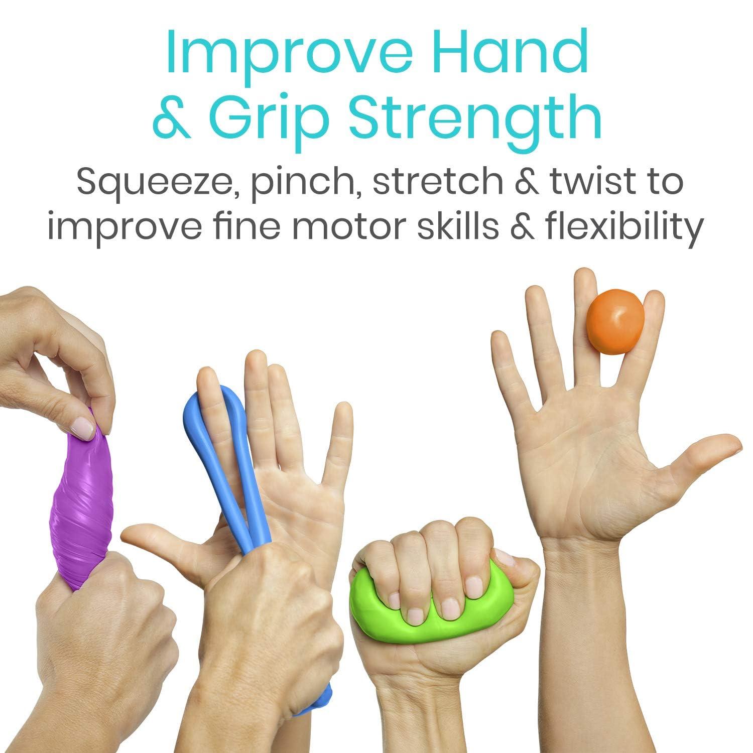 Vive Vive Exercise Putty (4-Pack) - Therapeutic, Occupational and Therapy Tool - Thinking and Stress - Finger, Hand Grip Strength Exercises - Extra Soft, Soft, Medium, Firm Sensory Kit - Squeezable Ball