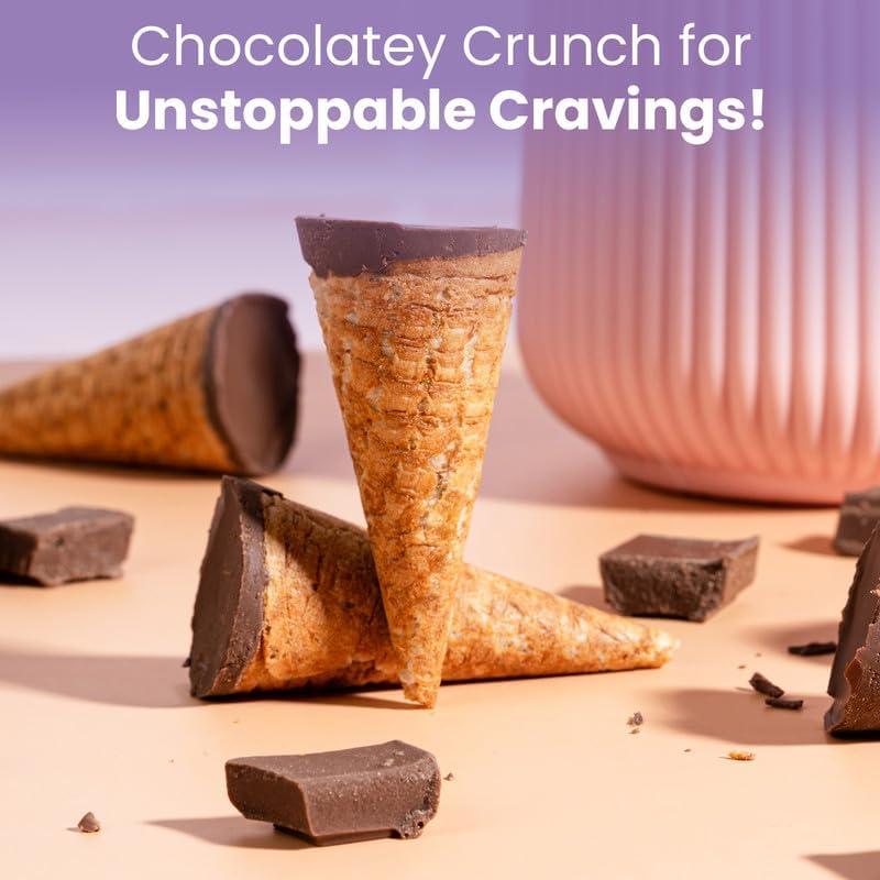 Pure Temptation Pure Temptation Gold Chocoblast Waffle Cones [10 Pieces] Snacks for Kids & Adults - Non-Meltable Chocolate Gift Box - Individually Wrapped Chocolate-Filled Waffle Cones Bites for Christmas Gifts