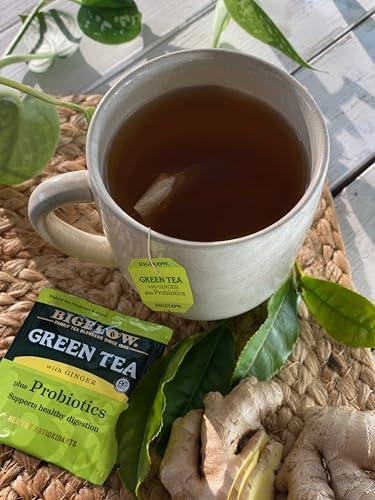 Bigelow Tea Bigelow Tea Green Tea with Ginger Plus Probiotics, Caffeinated, 18 Count, (Pack of 1), 108 Total Tea Bags