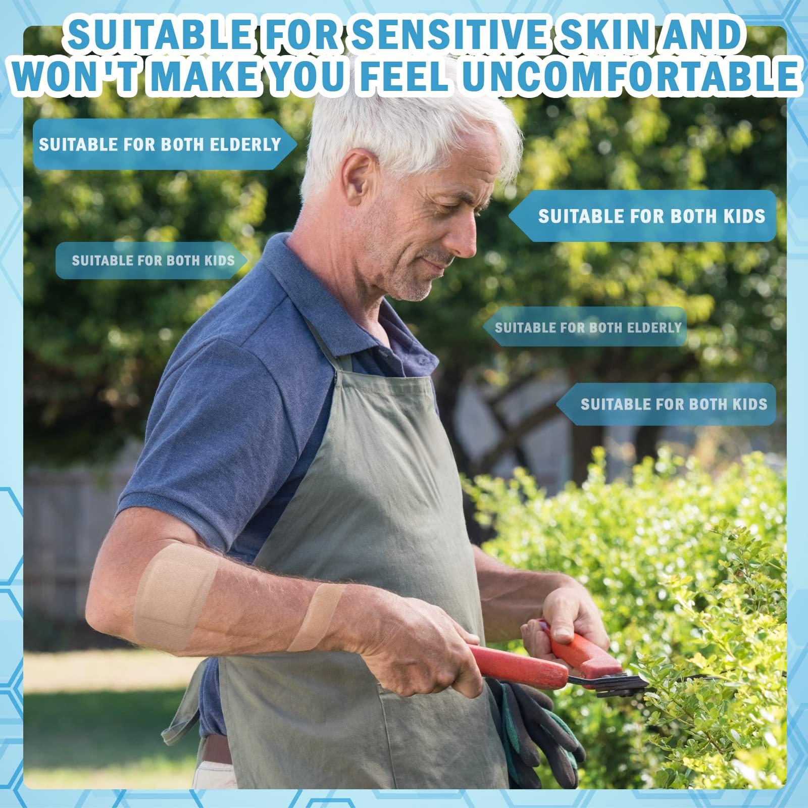 Funtery Funtery 100 Pcs Silicone Adhesive Bandages Bulk Sensitive Skin Bandages Painless Removal Silicone Bandages for Sensitive Fragile Skin Elderly Painless Removal Delicate Sensitive Skin