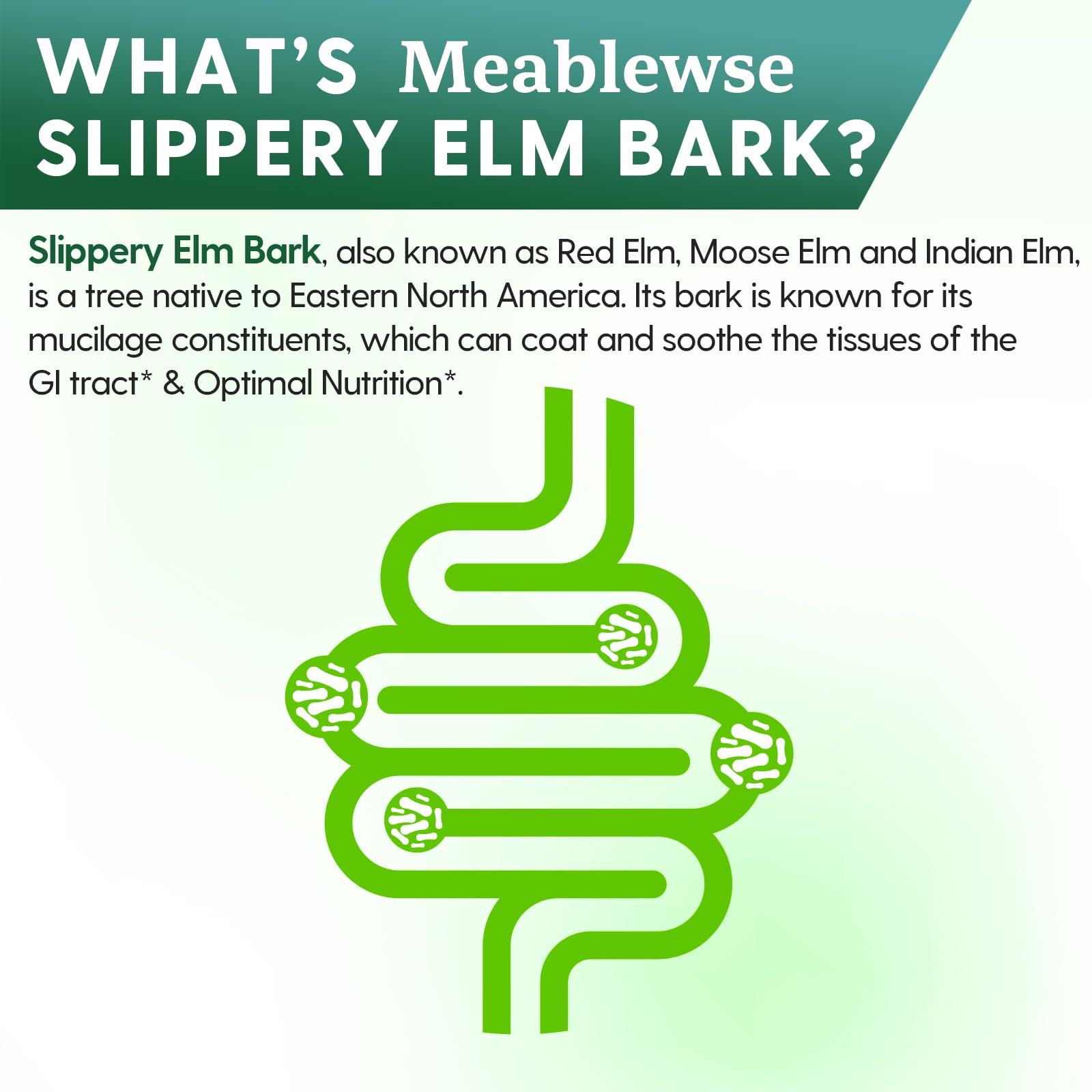 Meablewse Slippery Elm, with Superior Inner Bark Source, Slippery Elm Bark Natural Herb for Soothing Throat* & Digestive, Diarrhea, Gut Health, 100% Pure & Vegan, Non-GMO, Made in The USA, 1 lb (349 Serving)