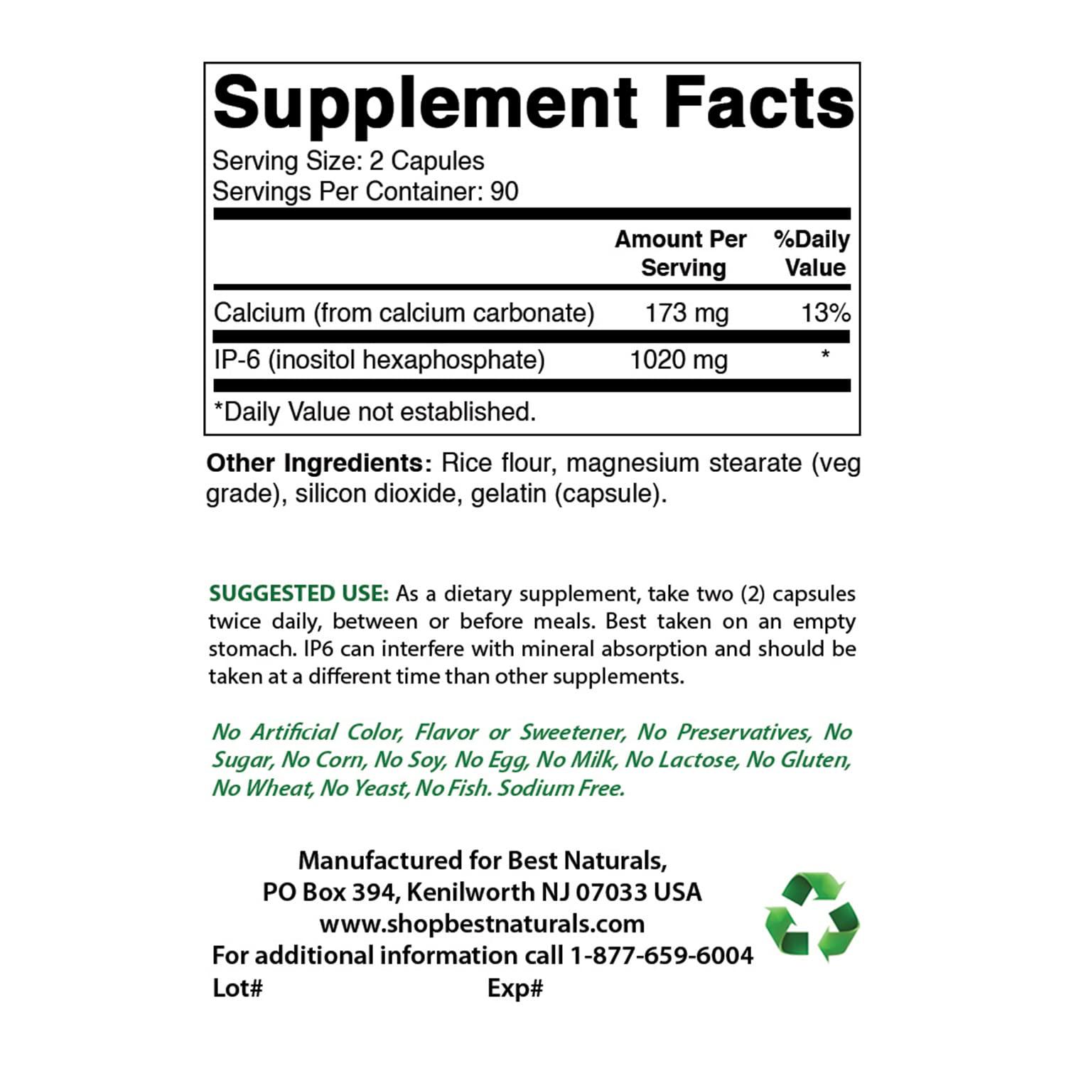 Best Naturals Best Naturals IP-6 510 mg 180 Capsules