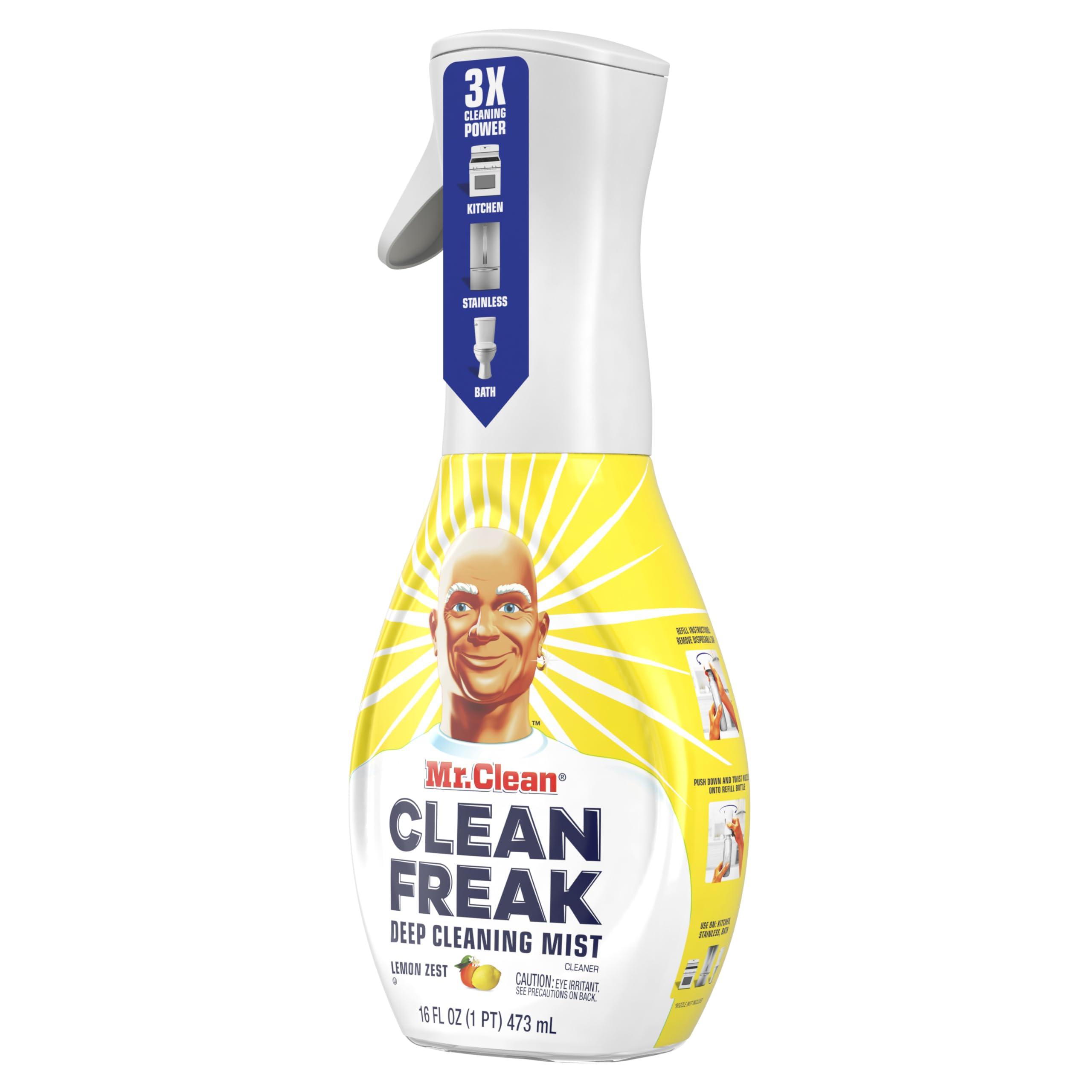 Mr. Clean Mr. Clean Clean Freak Multi Surface Cleaning Spray, Deep Cleaning Mist Starter Kit and Refill Bundle, Lemon Zest Scent, 64 fl oz