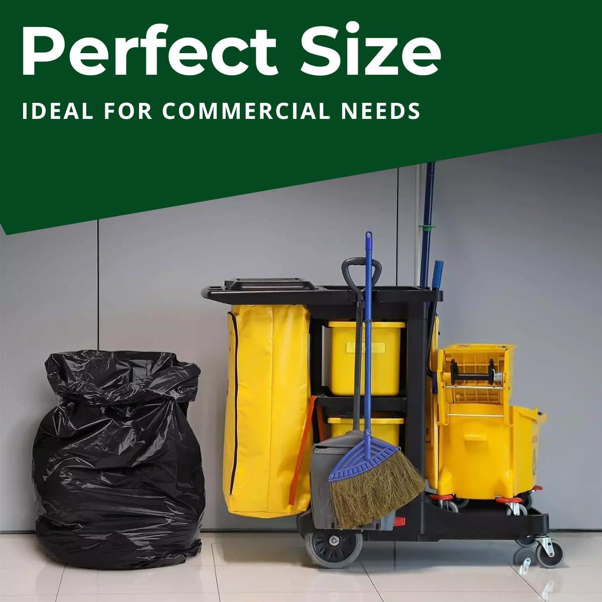 TP PLastic TP Plastic 55 Gallon Heavy Duty Contractor Trash Bags, 1.5 mil Thick Black Construction Bags, 100 Count for Lawn, Leaf, Industrial, and Outdoor Use