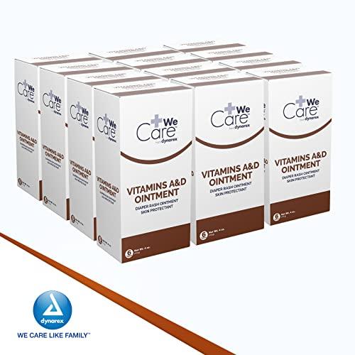 Dynarex Dynarex Vitamins A & D Ointment, Ointment with Vitamin A and Vitamin D Skin Protectant, for Diaper Rash and Discomfort, White, 1 Case of 72 - 4 oz. Tubes
