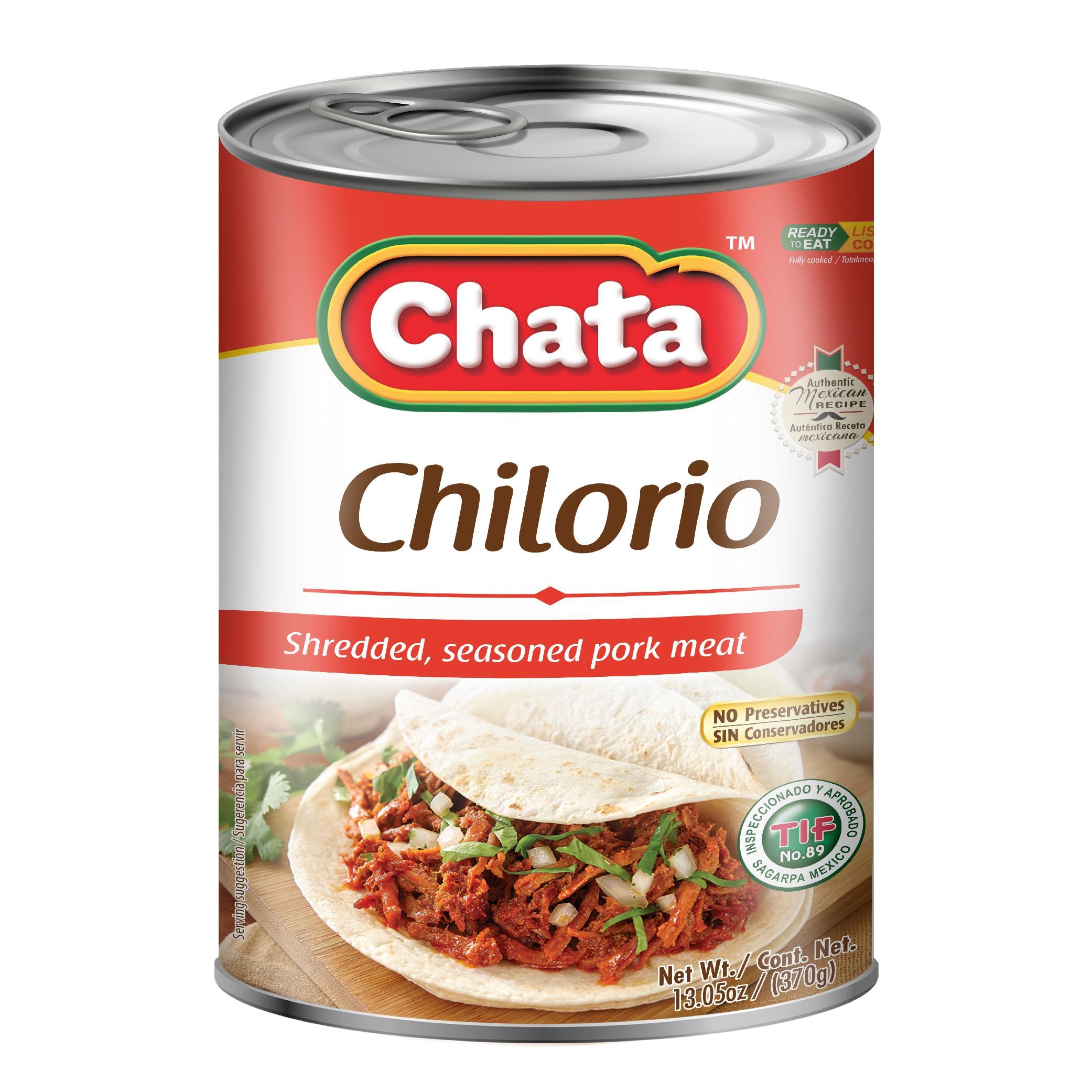 Chata CHATA Pork Chilorio 13.05 Oz Can | Shredded, Seasoned Pork Meat Pack 1