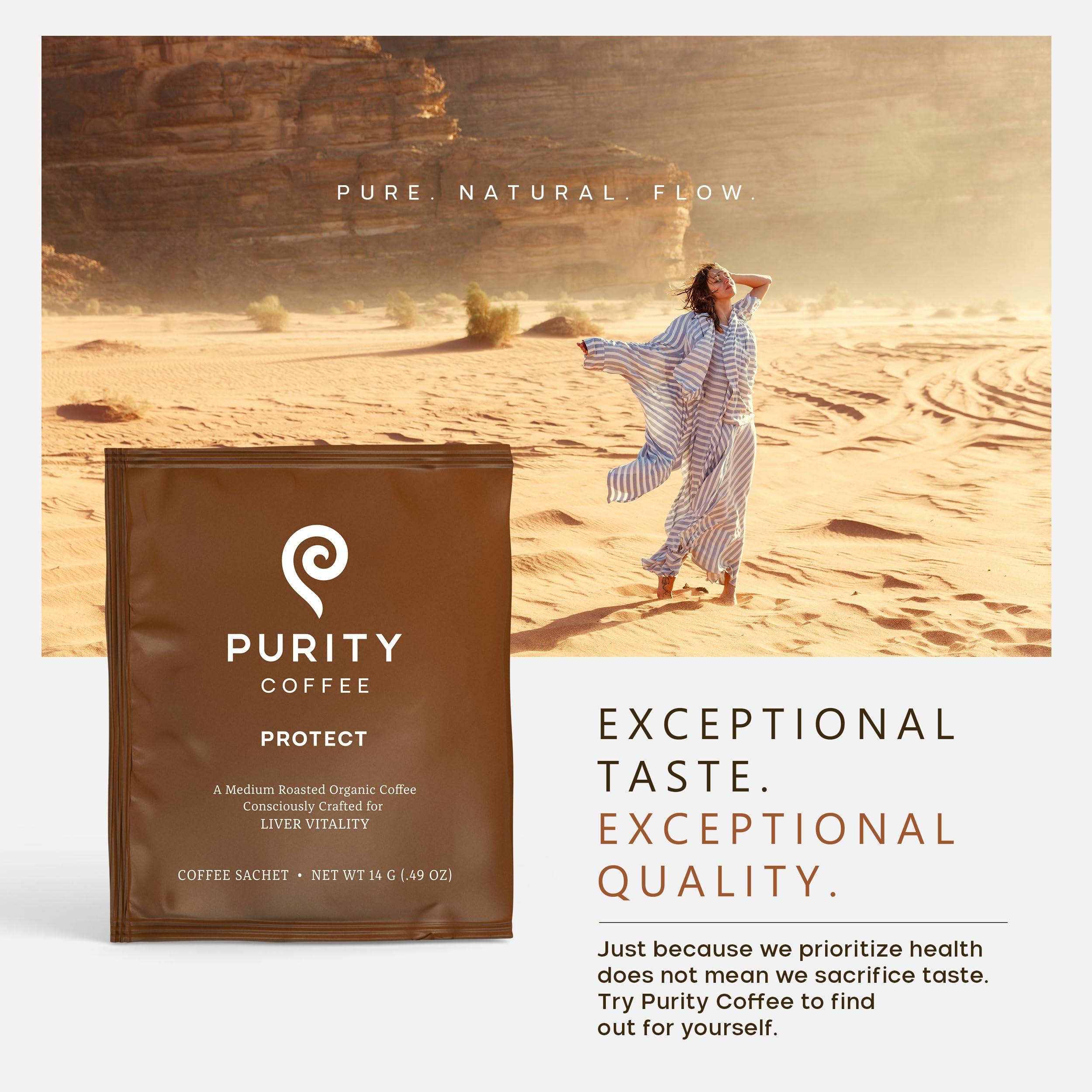 Purity Coffee Purity Coffee PROTECT Highest Antioxidant Light-Medium Roast - USDA Certified Organic Specialty Grade Arabica Single-Serve Packets - Third Party Tested for Mold, Mycotoxins, Pesticides - 5 ct Box