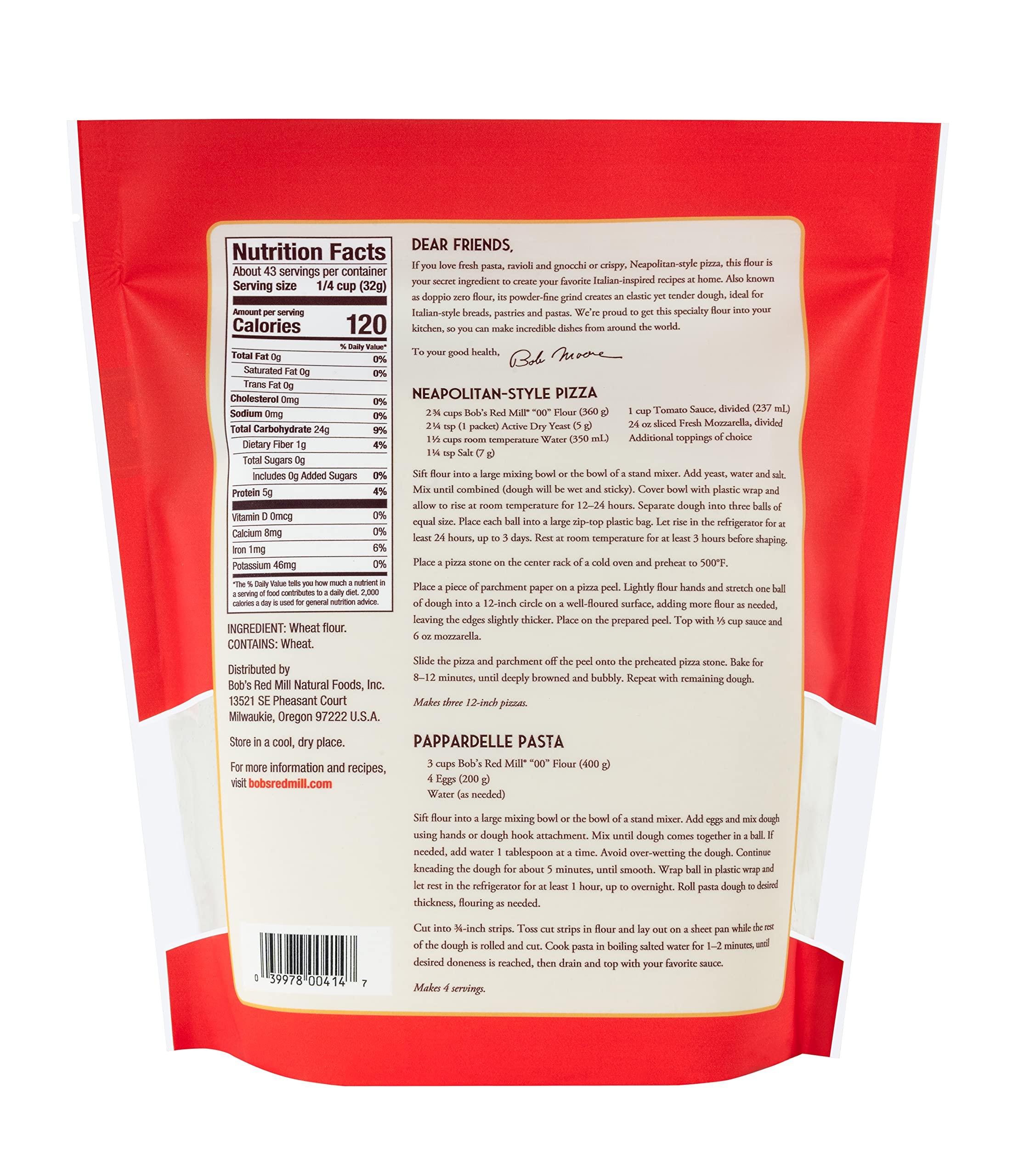 Bob\'s Red Mill Bob\'s Red Mill 00 Pizza Flour, Premium Italian Style - 3 Pound (Pack of 4) - Pizza and Pasta Flour, Kosher, Non-GMO