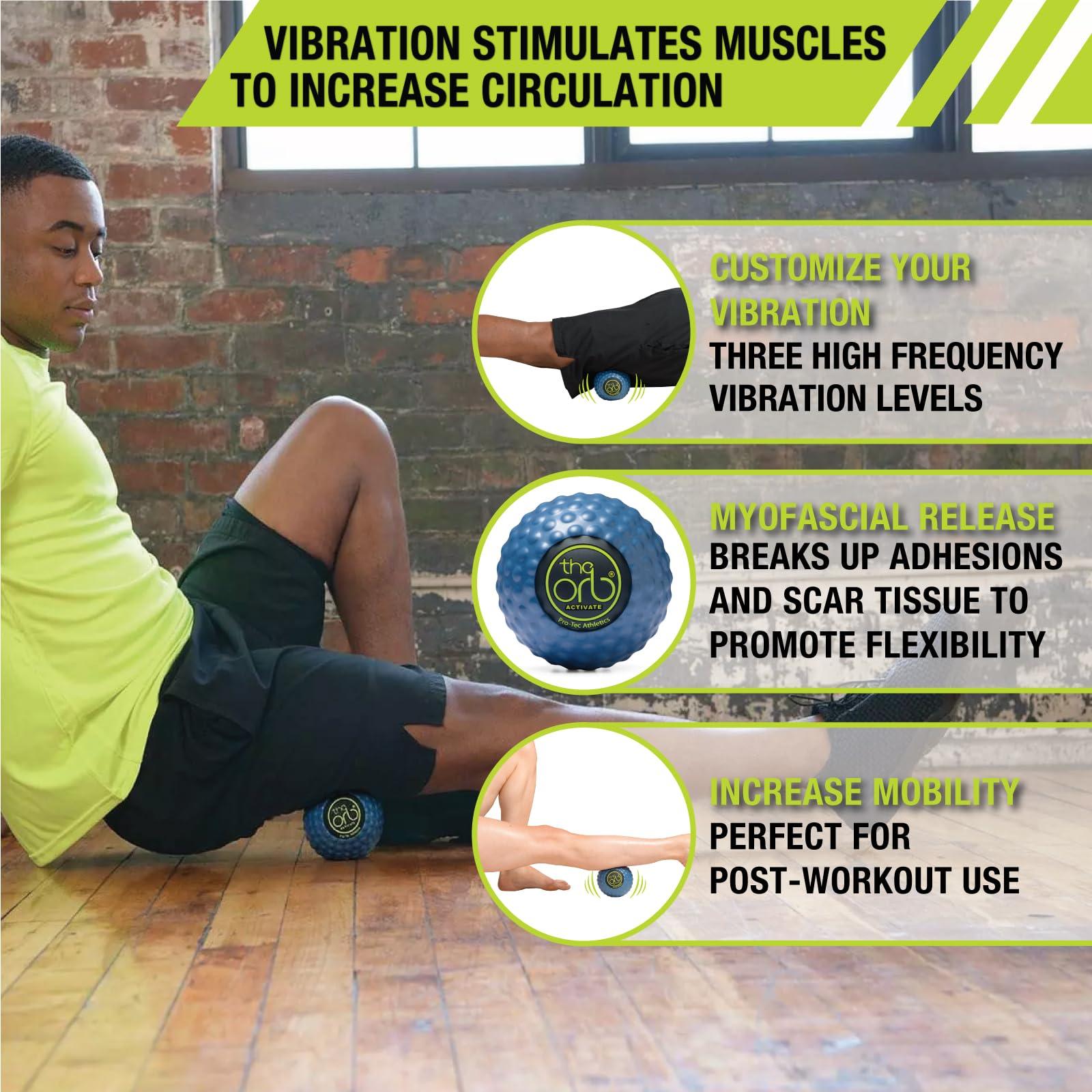 Pro-Tec Athletics Pro-Tec Athletics Orb Activate Vibrating Massage Ball 4.5, Blue, Deep Tissue, Muscle Relief, Hamstring, Quadriceps, Calf, Multi-Directional, Enhance Performance, Adult, Easy to Use, Working Out