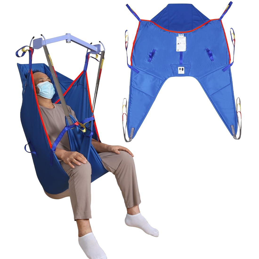 EZ Assistive EZ Assistive Patient Lift Universal Padded Sling with Head Support, Hoyer Lift U-Sling for Patient Transfer and Reposition Home Use, 500lbs (Blue, Small)