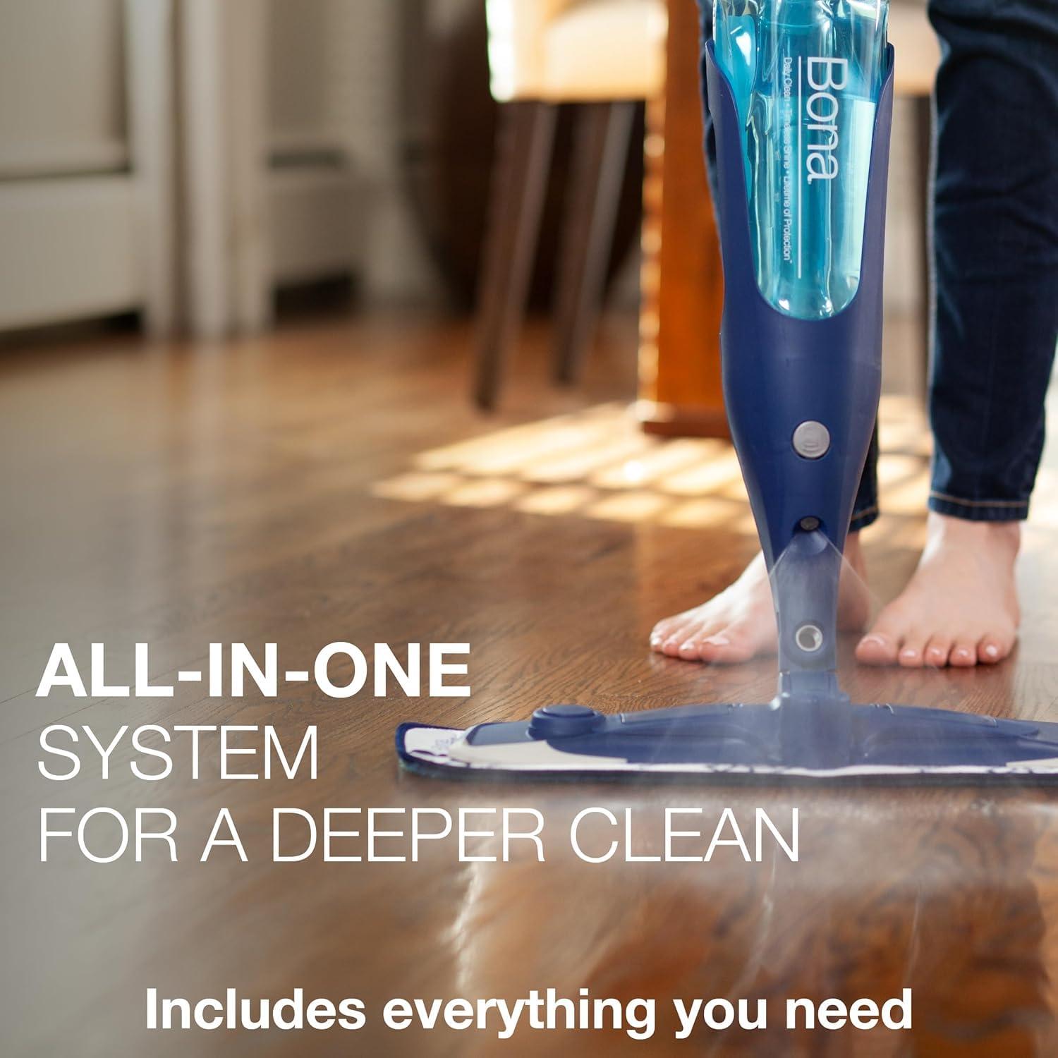 Bona Bona PowerPlus Premium Motion Spray Mop for Hardwood Floors - Includes PowerPlus Hardwood Floor Cleaning Solution and PowerPlus Microfiber Cleaning Pad - Vibrating Spray Mop for Wood Floors
