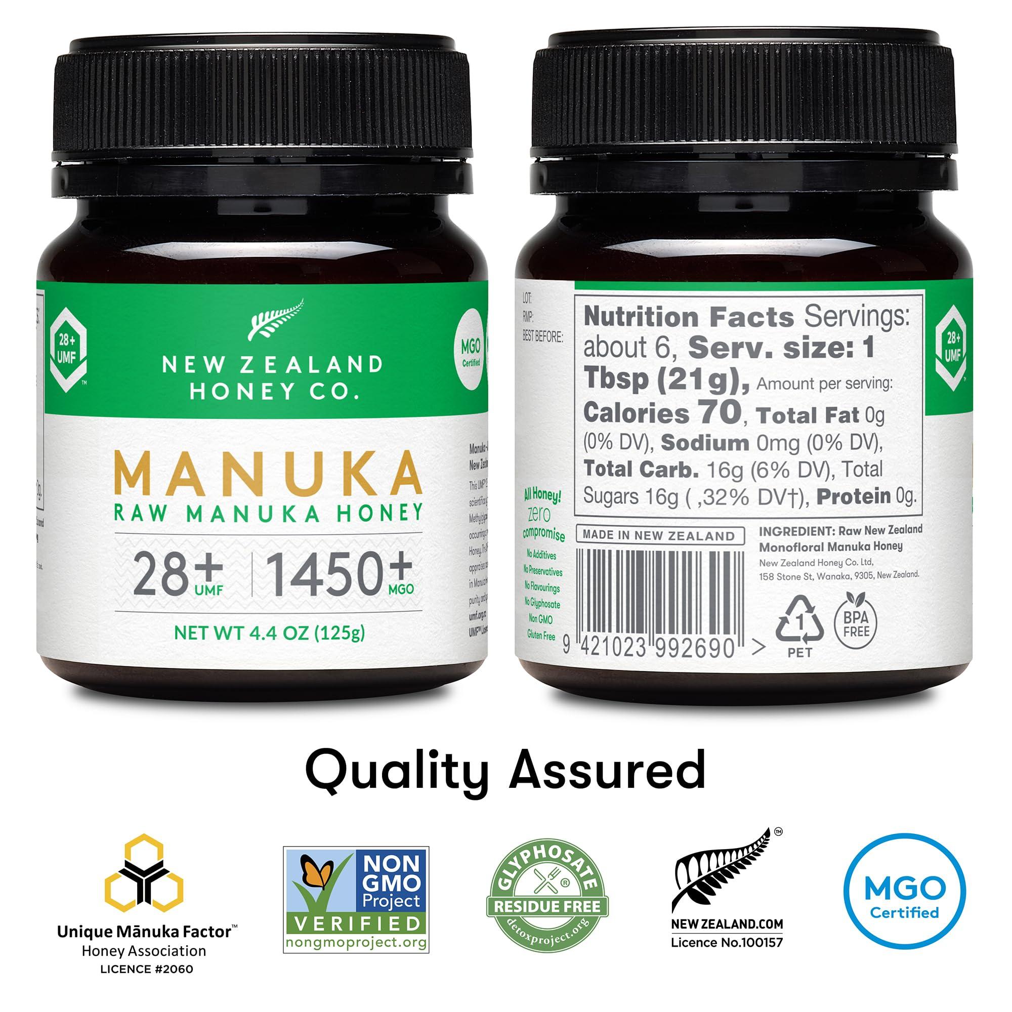 NEW ZEALAND HONEY CO New Zealand Honey Co. Raw Manuka Honey UMF 28+ | MGO 1450+, UMF Certified / 4.4oz