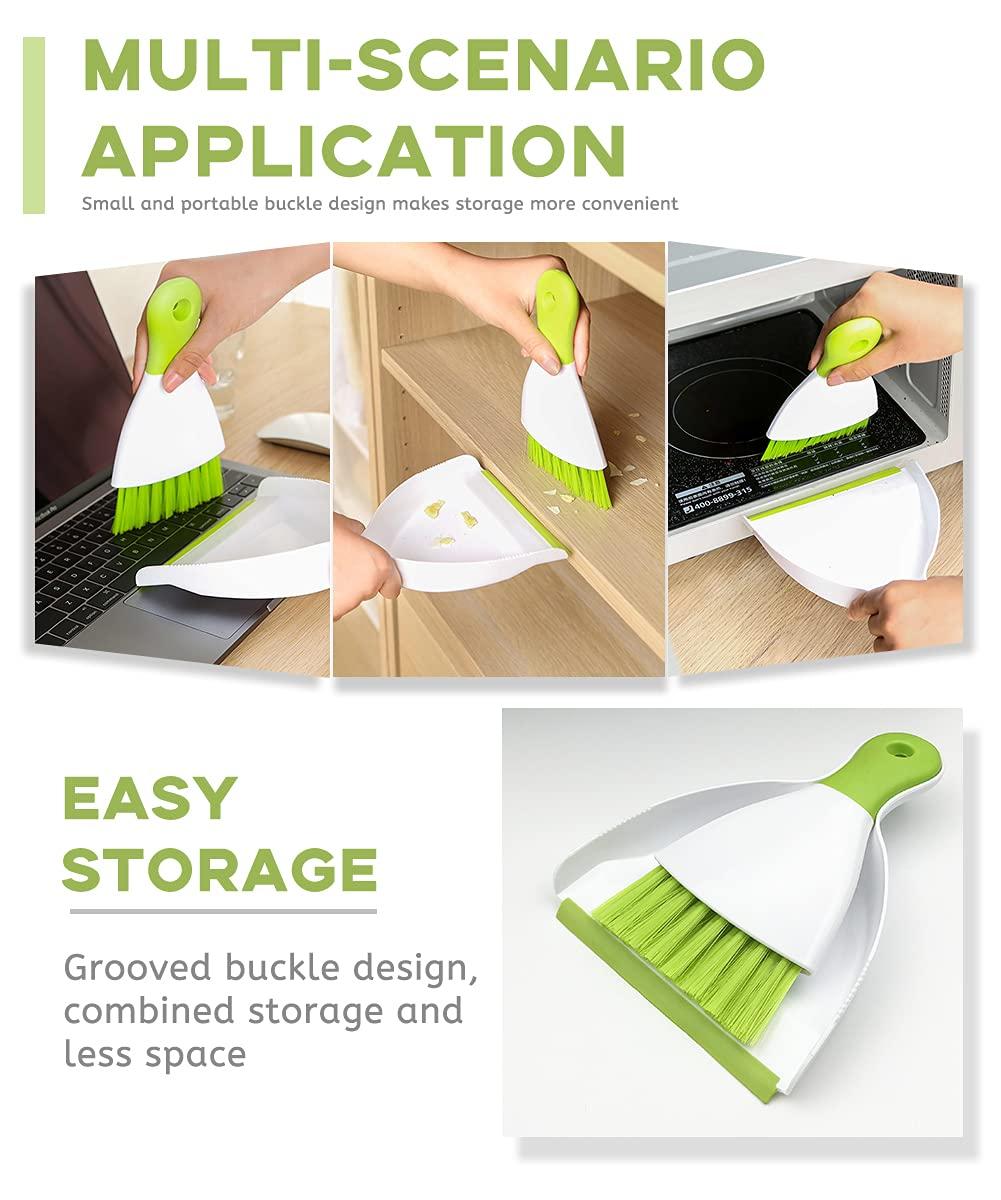 WDDBHSKN Dust pan Broom Brush Dustpan - Small Broom and Dustpan Set,Mini Broom and Dustpan,Small Dustpan and Brush Set for Home Cleaning, Sofa, Desk, Guinea Pig Cage, Cat Litter etc.Light Green