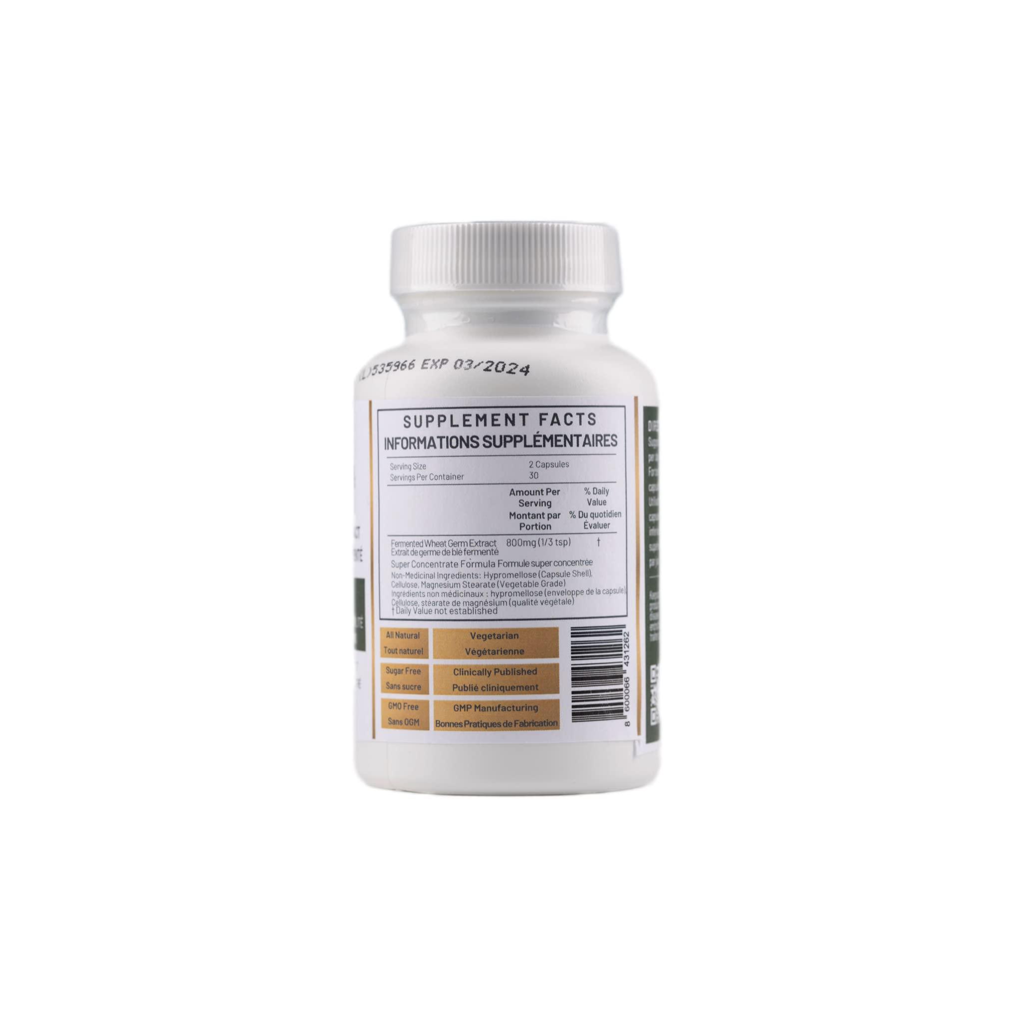 FWGE Rx BioSCIENCE Spermidine Immune Defense and Cellular Health - Fermented Wheat Germ Extract, Vitality Inducer, Holistic, Non-GMO, Gluten-free, Sugar-free, Vegan, Antioxidant, Natural, 60 Capsules