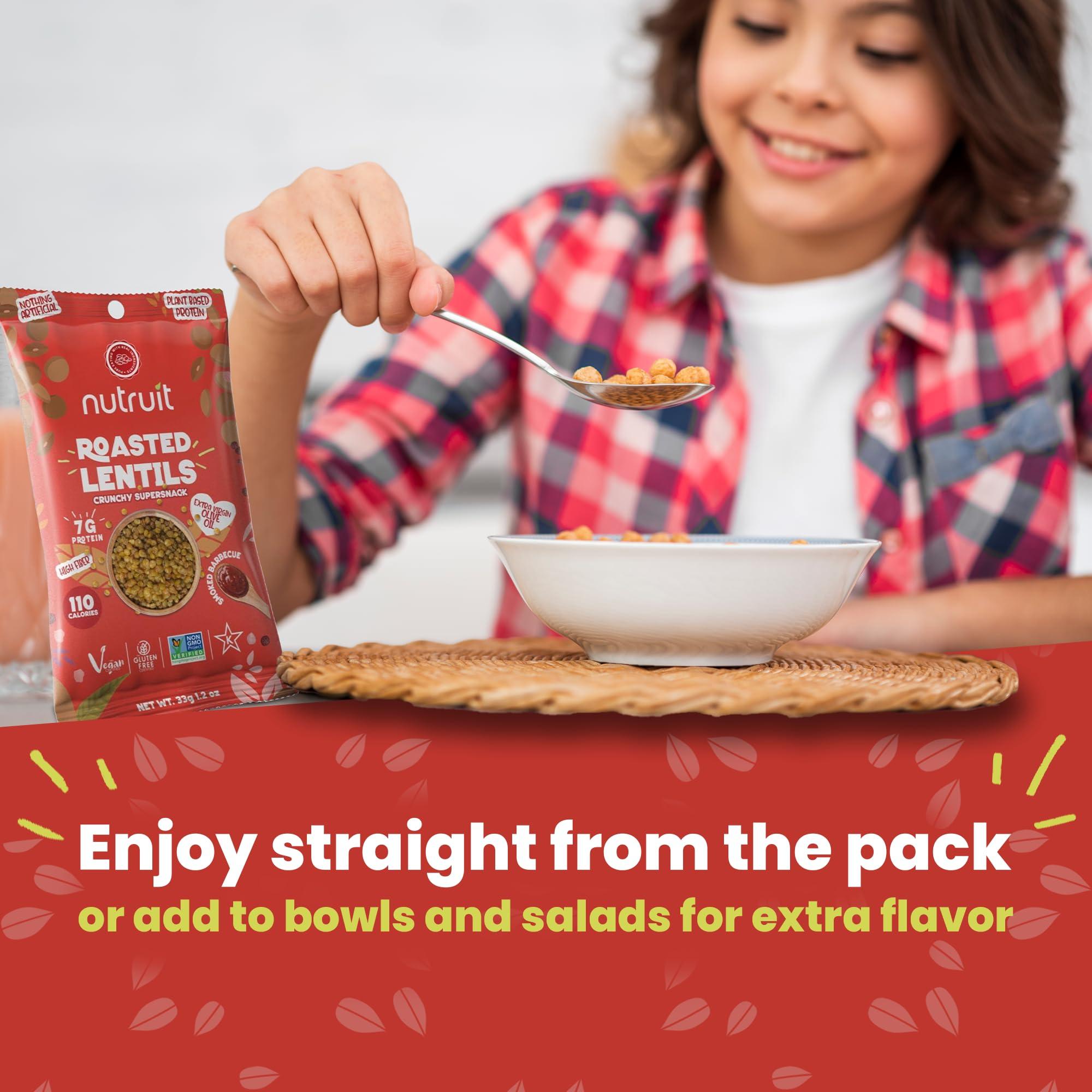 nutruit Nutruit Roasted Lentil Snacks - Tasty Smoked Barbecue Healthy Snacks - Vegan, Gluten Free, Non-GMO, High Protein, Healthy On-The-Go, Low Calorie Lentils Snacks - 1.2oz Packs (20-Pack)