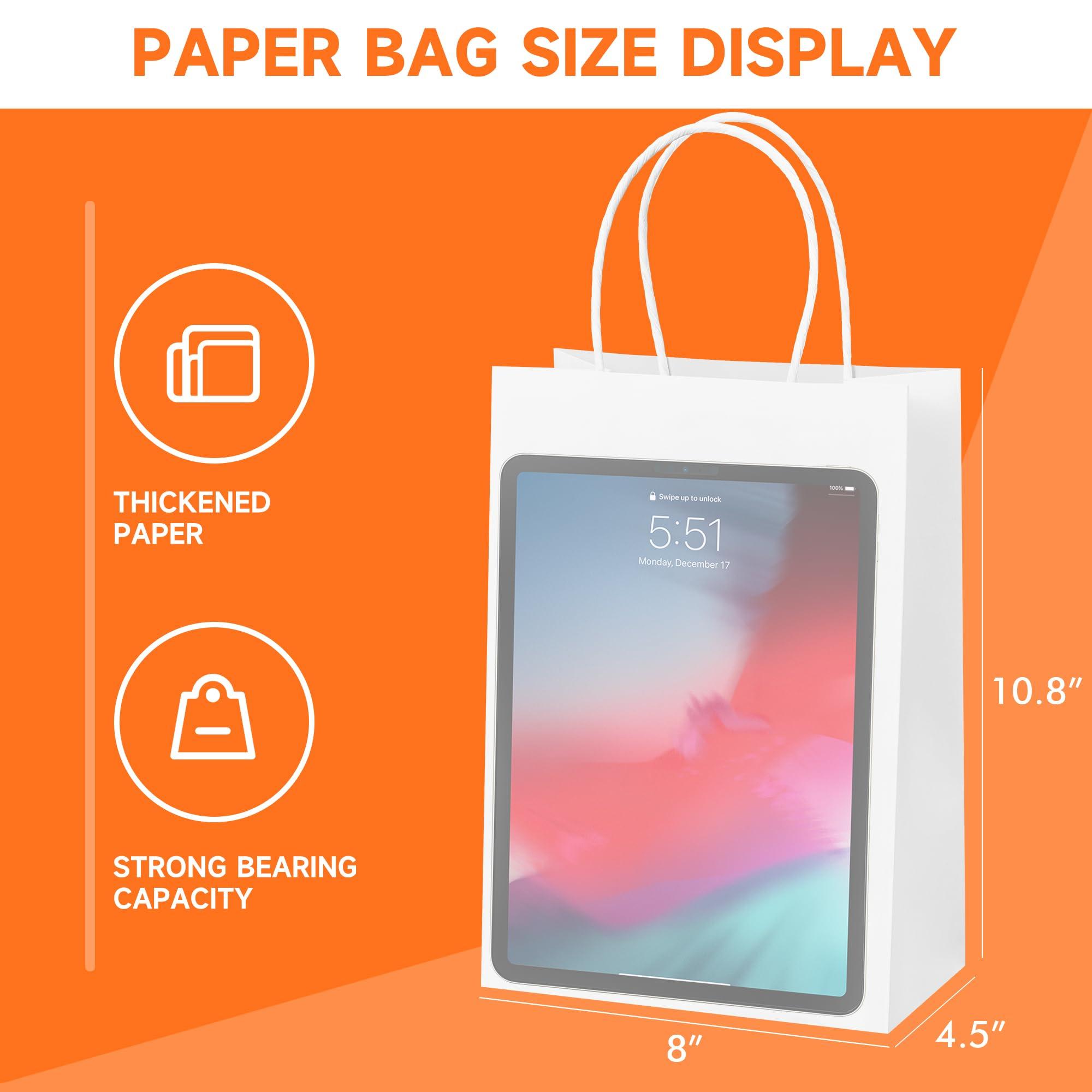 METAPRINT METAPRINT 50 PCS Custom Printed Kraft Paper Bags for Small Business, 8x4.5x10.8 Inch Medium Size, Personalized Retail Gift Bags with Logo, Brown Shopping Paper bag with Handle, Goodie Bags