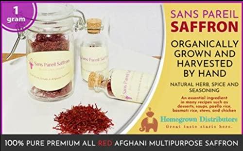 Sans Pareil Saffron Just as nature intended. Sans Pareil Saffron Spice Fresh Hand Harvest Organically Grown Saffron | 100% Pure Premium All Red Afghani Multipurpose Saffron | 14 Gram