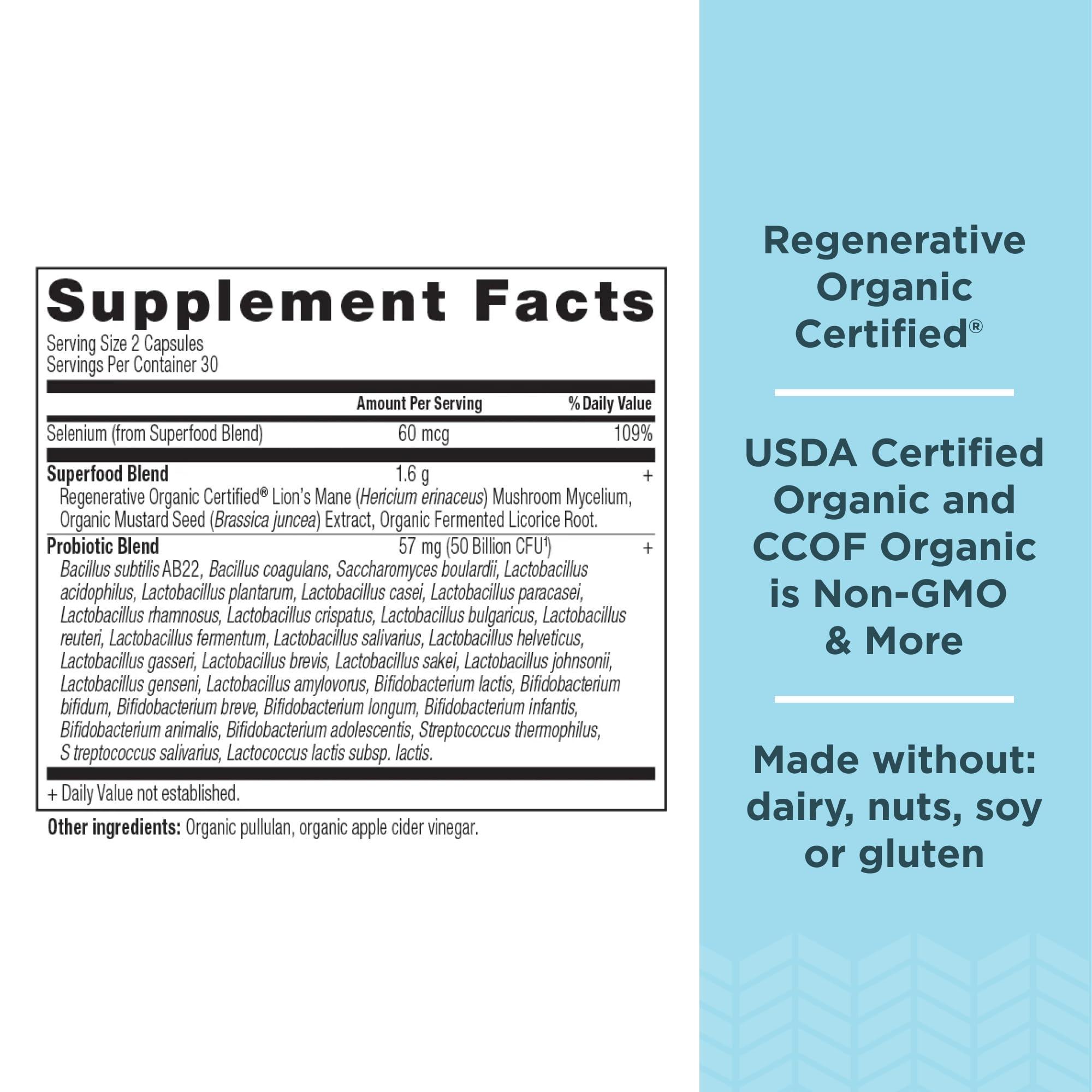 Ancient Nutrition Ancient Nutrition Regenerative Organic Certified Probiotics for Gut Recovery, Probiotics Gut Recovery, for Healthy Digestion and Immune System Function Support, 50 Billion CFUs* Per Serving, 60 Count