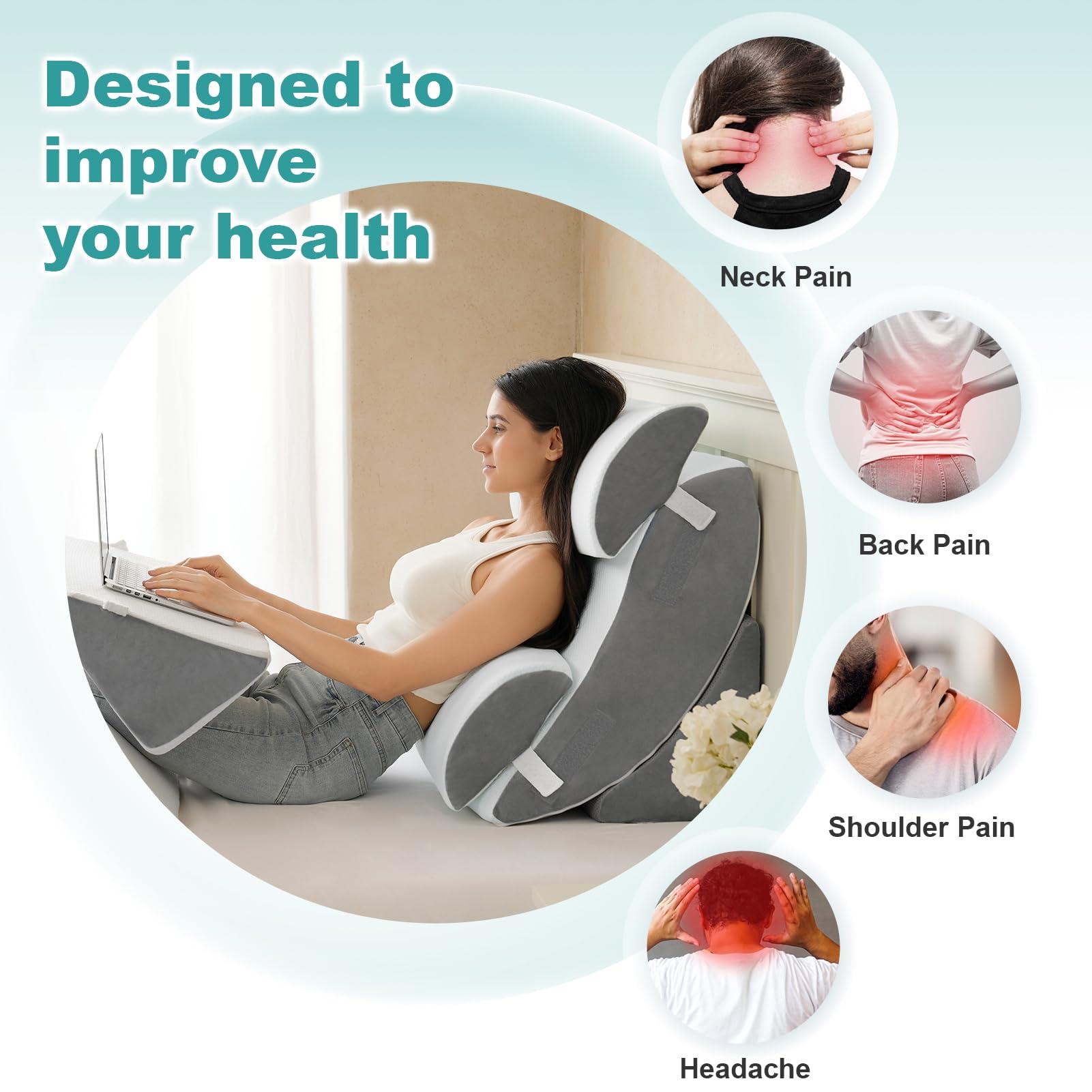 Hansleep Hansleep 6PCS Orthopedic Bed Wedge Pillow for Sleeping, Adjustable Post Surgery Pillow Set for Body, Back and Leg Pain Relief, Memory Foam Support Pillows for After Surgery