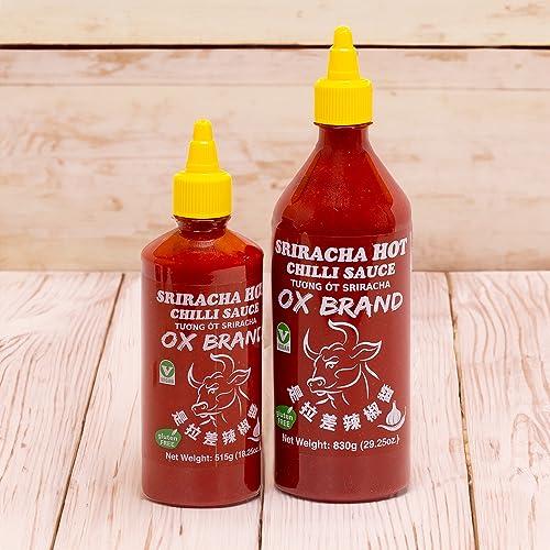 MISHIMA [MISHIMA] OX Brand Sriracha Hot Chili Sauce | Authentic Thai Flavor | Gluten-Free | Vegan | Halal-Certified | Spicy Culinary Delight (18.25oz x 1 Bottle)