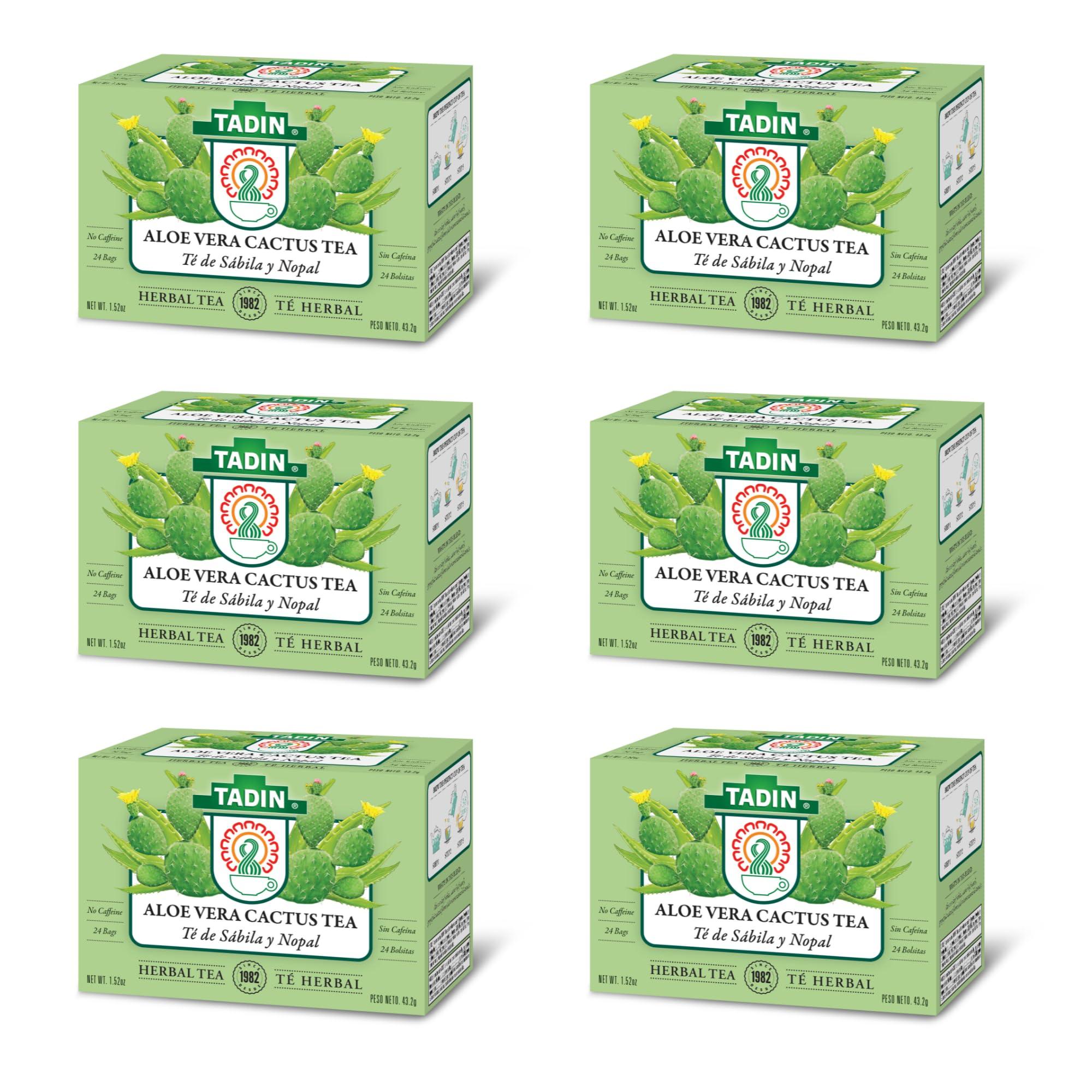 Tadin Herb and Tea Tadin Aloe Vera Cactus Tea, Herbal Tea, Caffeine Free Tea, Best as Hot Tea, Herbal Tea Bags, Decaffeinated Tea, 24 Tea Bags Per Box, Pack of 6