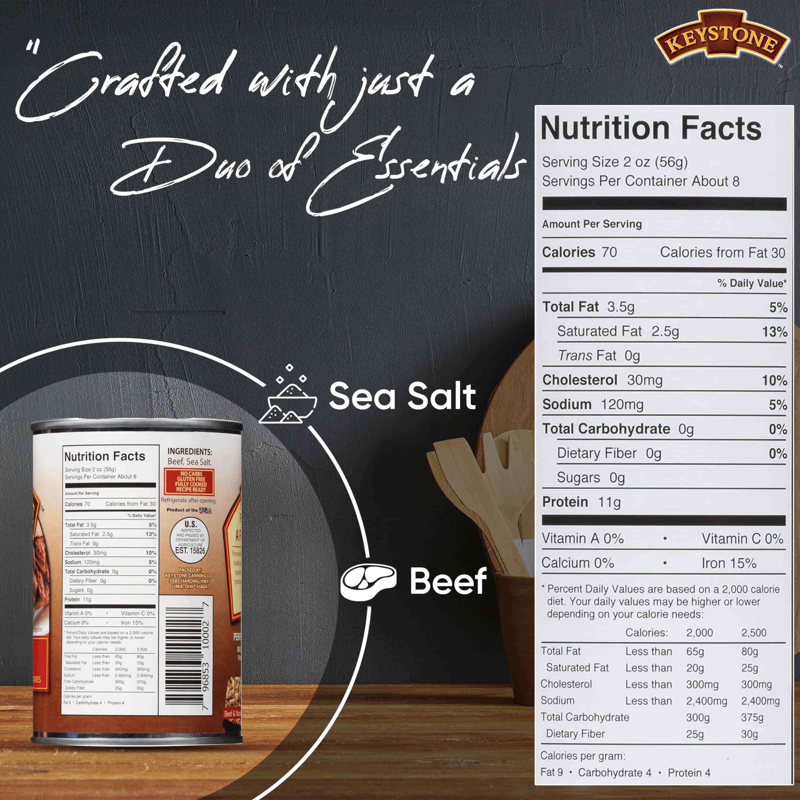 Keystone Meats Keystone Meats All Natural Canned Beef 14.5 Oz Long Shelf Life Emergency Survival Food Canned Meat | Fully Cooked Ready to Eat | Gluten Free Pack of 1