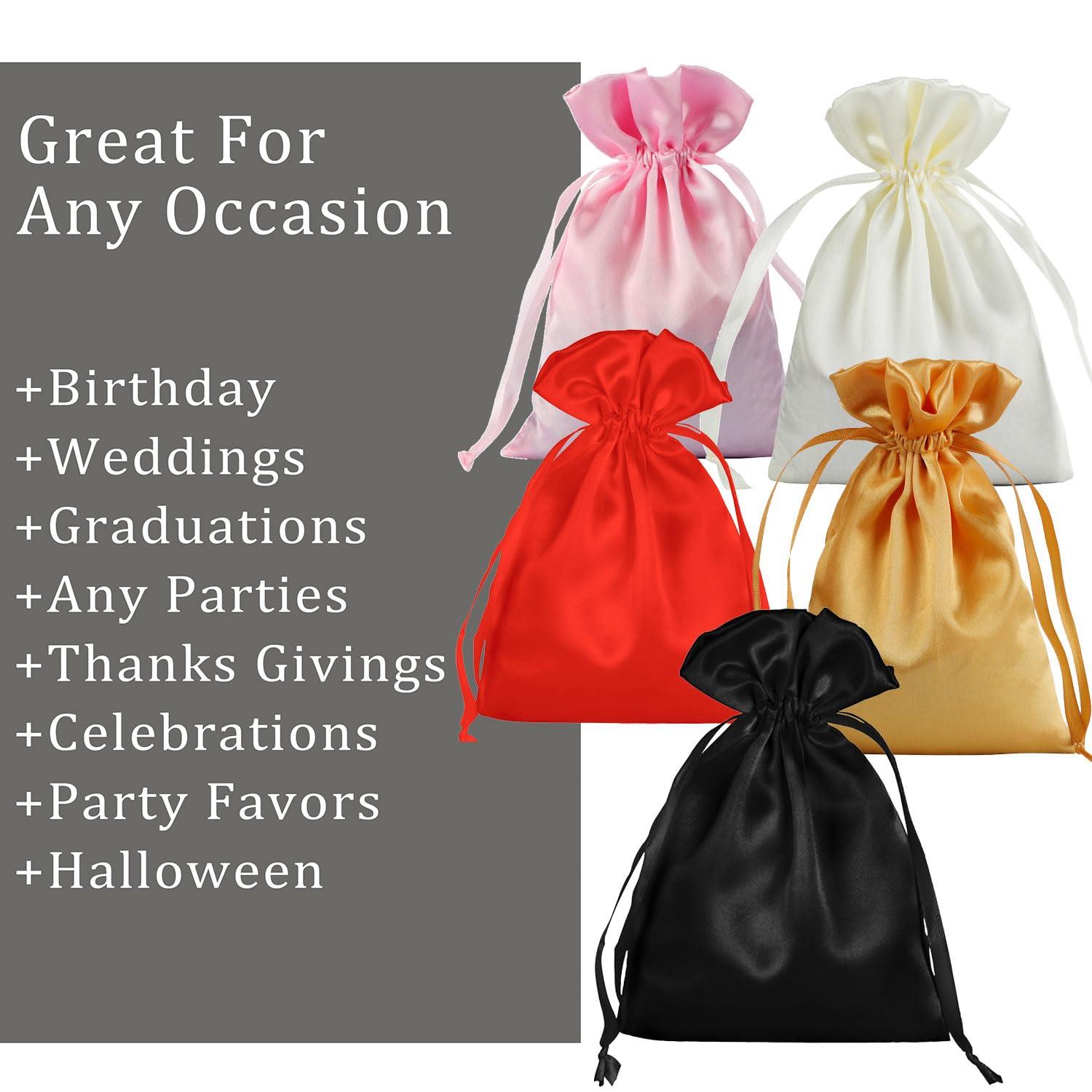 AKLVBL AKLVBL Satin Bags with Drawstring,Multicolored Silk Gift Bags with Drawstring,50 Pieces Small Jewelry Bags Drawstring,Wedding Favor Bags,5X7 Inches Small Drawstring Pouch