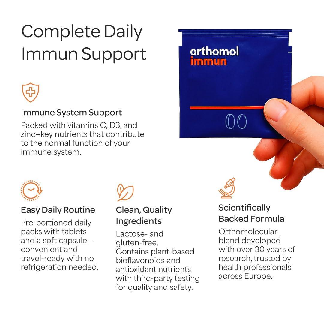Orthomol Orthomol Immun Tablet and Capsule, Immune Support Supplement, 30-Day Supply, Vitamins A, B, C, D, E, Zinc, Iodine