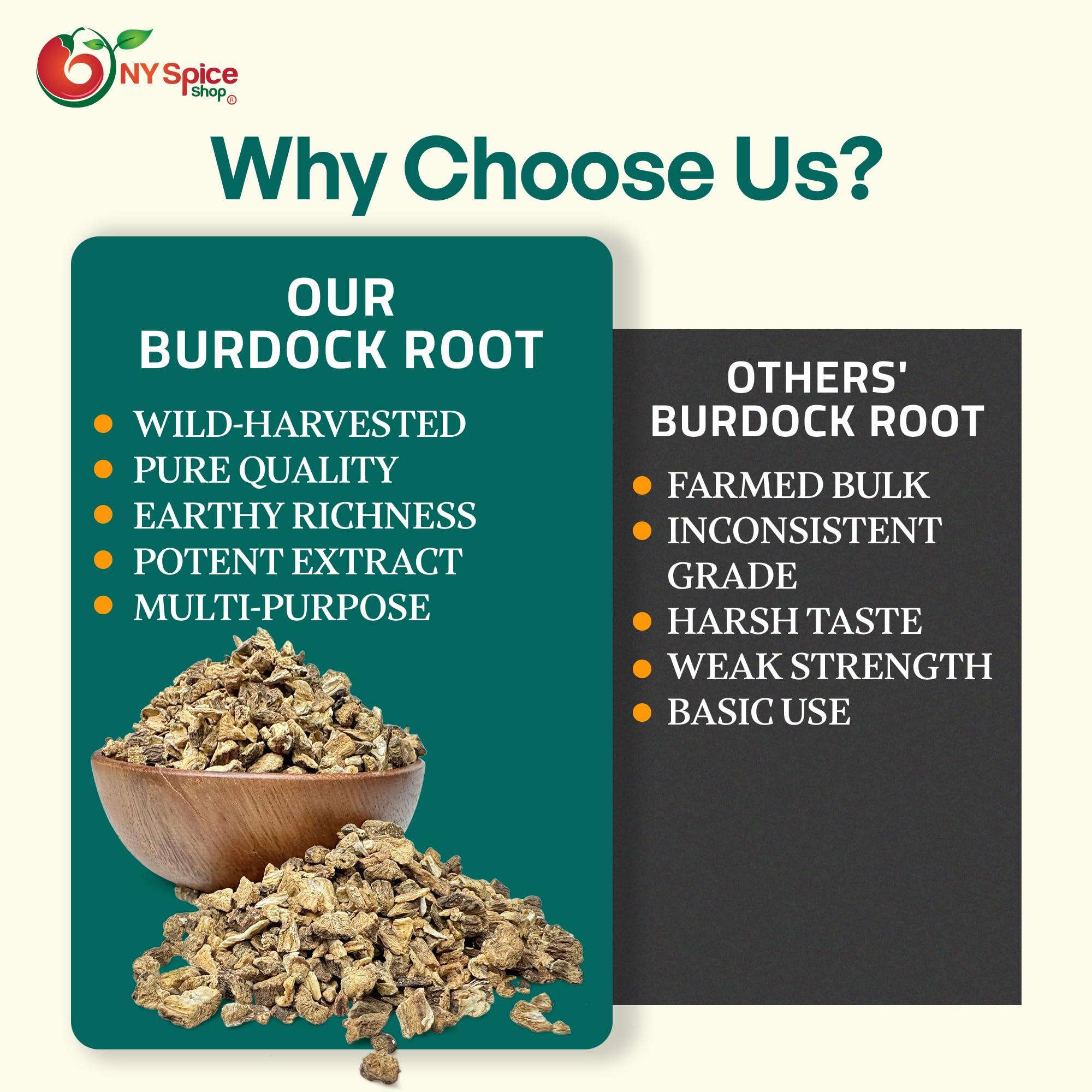 NY SPICE SHOP NY Spice Shop Dried Burdock Root Cut & Sifted - 1 Pound Fresh Burdock Root for Burdock Root Herbal Tea - Burdock Root Extract - Herbal Burdock Root Herb - Burdock Roots - Arctium Lappa L. Roots