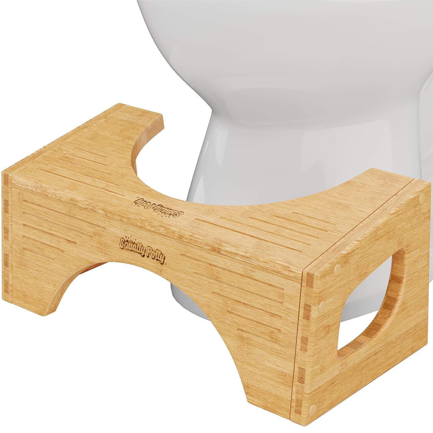 Squatty Potty Squatty Potty The Original Bathroom Toilet Stool, 7 Inch height, White & The Original Toilet Stool - Bamboo Flip, 7\" and 9\" Adjustable Heights, Brown