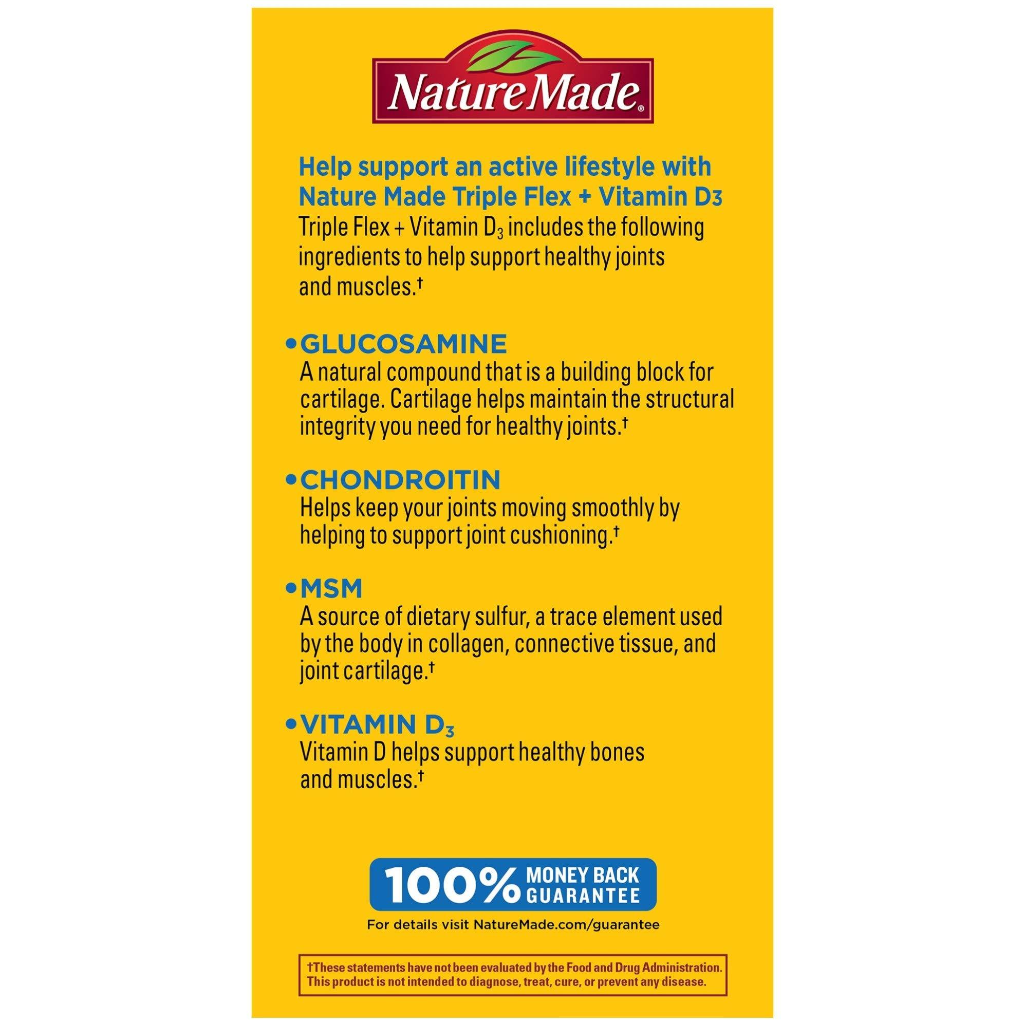 Nature Made Nature Made TripleFlex Triple Strength Caplets with Vitamin D3, 120 Count for Joint Support