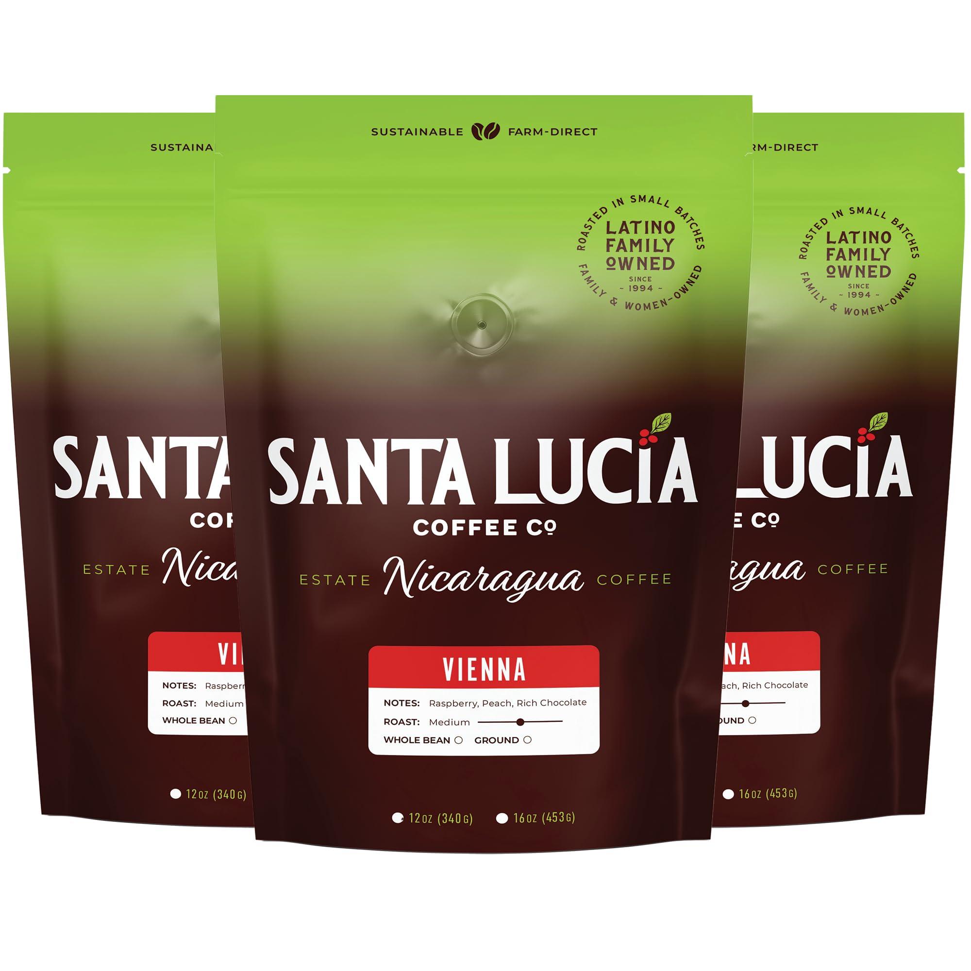 Santa Lucia Estate Coffee Santa Lucia Nicaraguan Specialty Coffee - Vienna Roast 3 Pounds (3-16oz Bags, Ground)