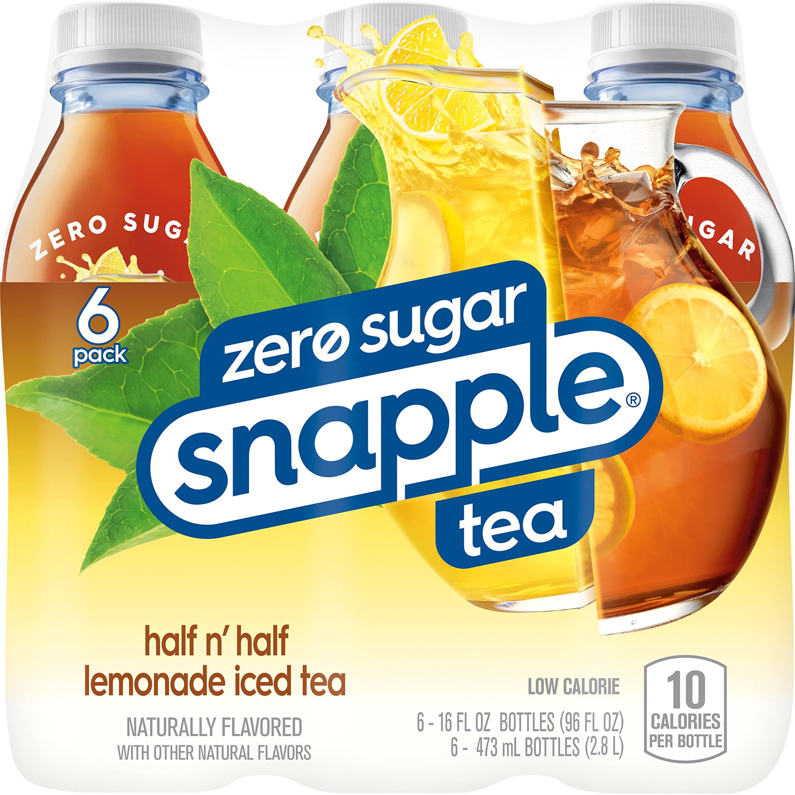 Snapple Snapple Zero Sugar Half \'n Half Tea, 16 fl oz recycled plastic bottle, 6 pack