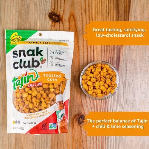 Snak Club Snak Club Toasted Corn, Tajin Clásico Chili & Lime Flavor, Crunchy, Flavorful Low-Cholesterol Individual Snacks, 2.5oz (Pack of 12)