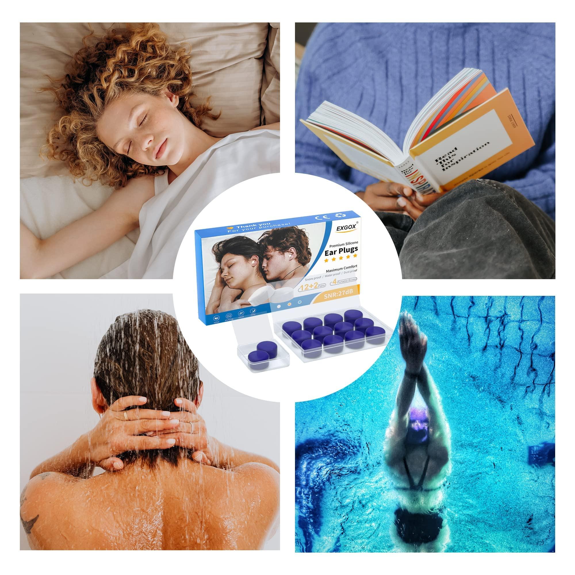 EXGOX EXGOX 7 Pairs Silicone Ear Plugs for Sleeping Noise Cancelling Reusable Moldable Wax Earplugs for Swimming, Work, Airplane, SNR27dB(Dark Blue)