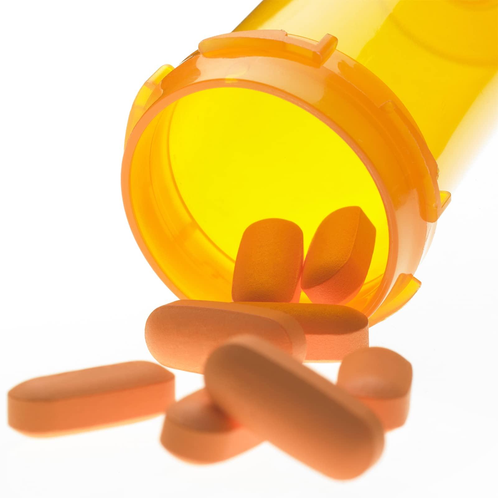 Obami Plastic Medicine Pill Bottles with Child Resistant Caps - Push Down and Turn - Prescription Vial, Medicine Container, Pill Cases Dispenser Organizers (12pcs, 20 Dram)