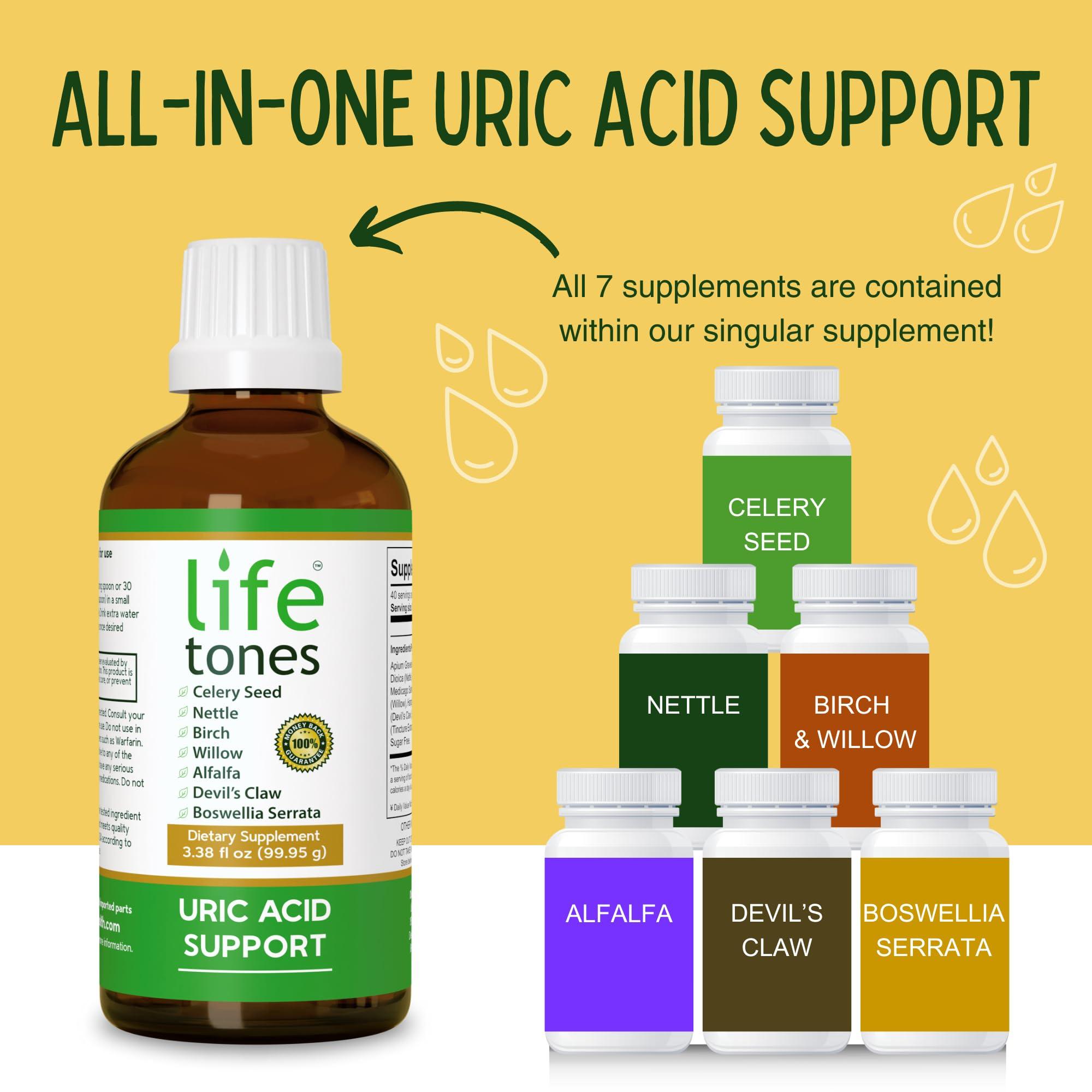 Life Tones Lifetones Uric Acid Support - Joint Health for Men & Women - Liquid Uric Acid Cleanse for High Absorption - Herbal Cleanse Detox for Joint Comfort - Boost Flexibility - 3.38 fl oz